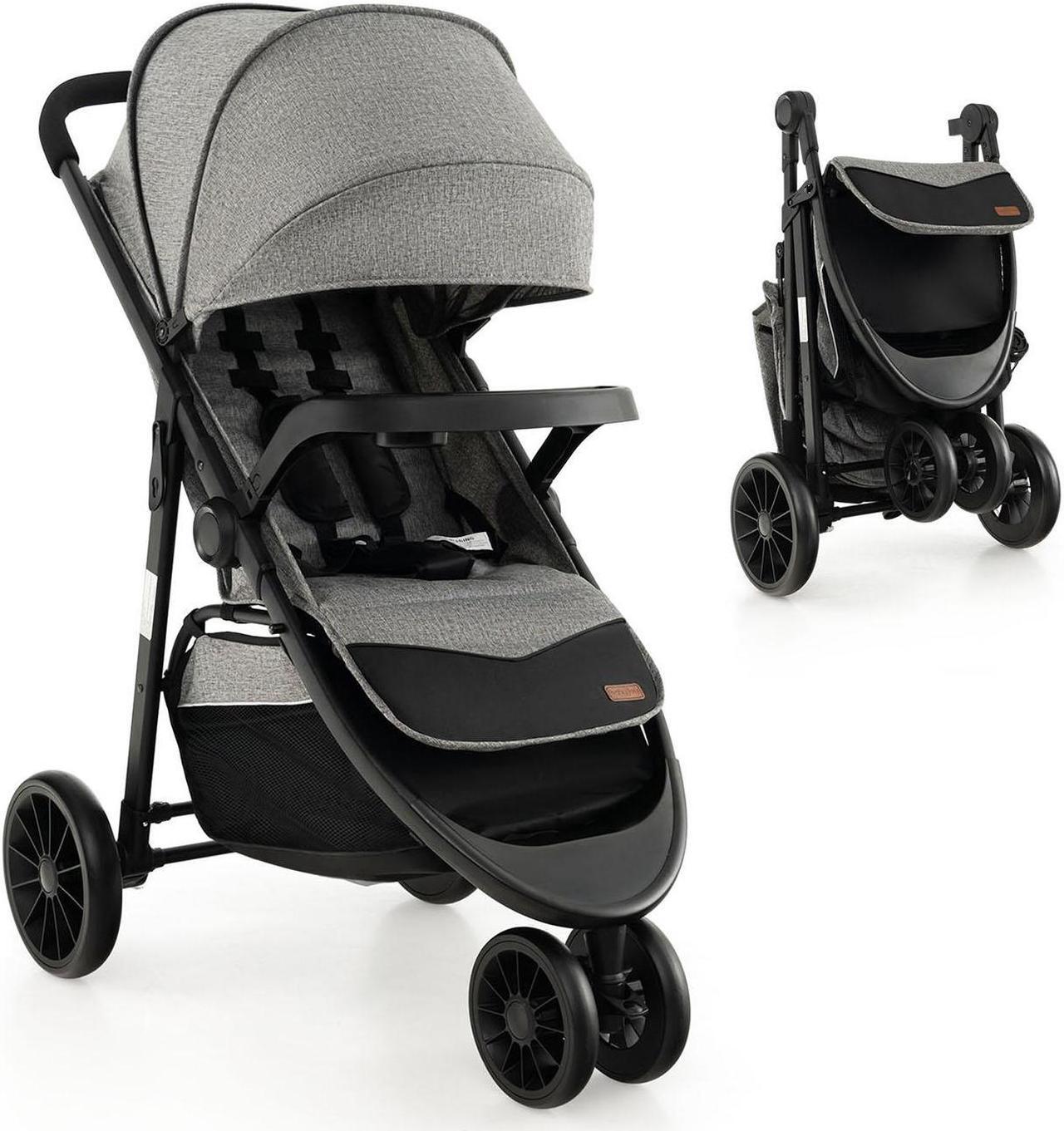 Main image of SlickBlue Baby Jogging Stroller with Adjustable Canopy for Newborn-Gray