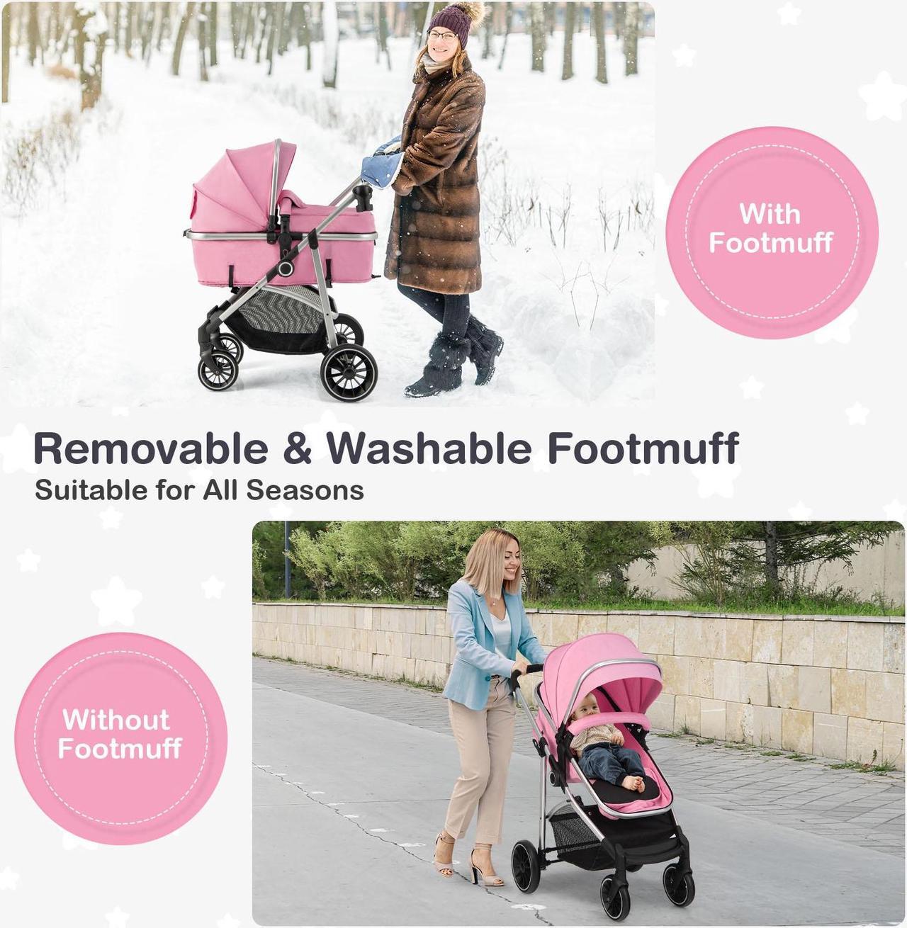 Alt view image 5 of 7 - SlickBlue 2-in-1 Convertible Baby Stroller with Reversible Seat-Pink