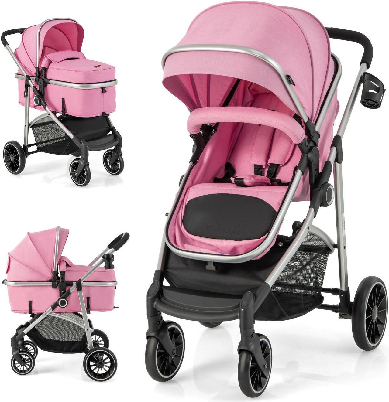 Main image of SlickBlue 2-in-1 Convertible Baby Stroller with Reversible Seat-Pink