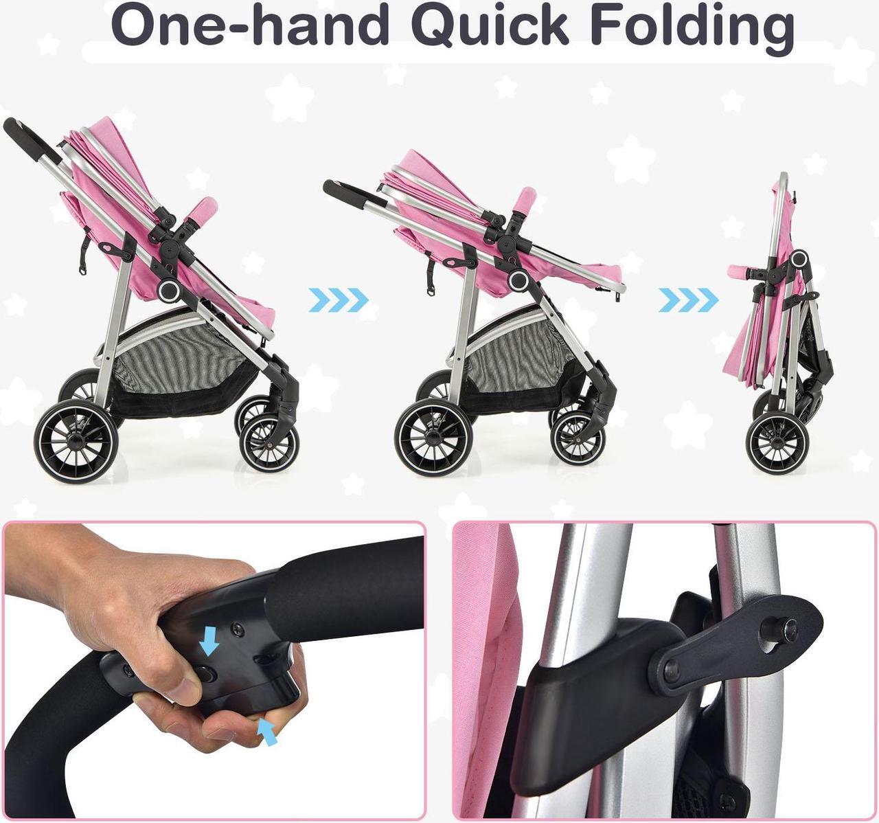 Alt view image 7 of 7 - SlickBlue 2-in-1 Convertible Baby Stroller with Reversible Seat-Pink