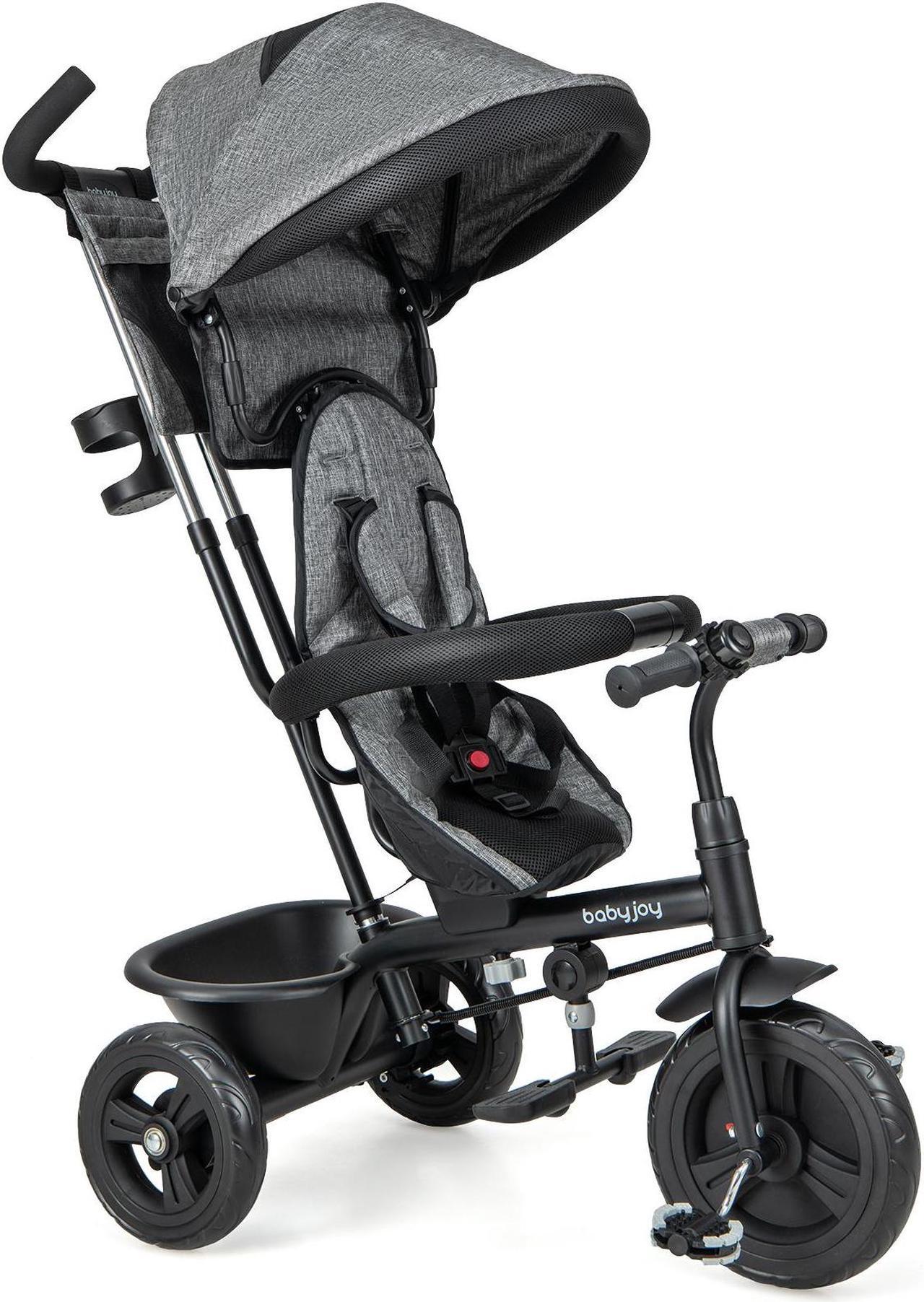 Alt view image 3 of 7 - SlickBlue 4-in-1 Baby Trike Kids Tricycle with Removable Canopy and Adjustable Push Handle