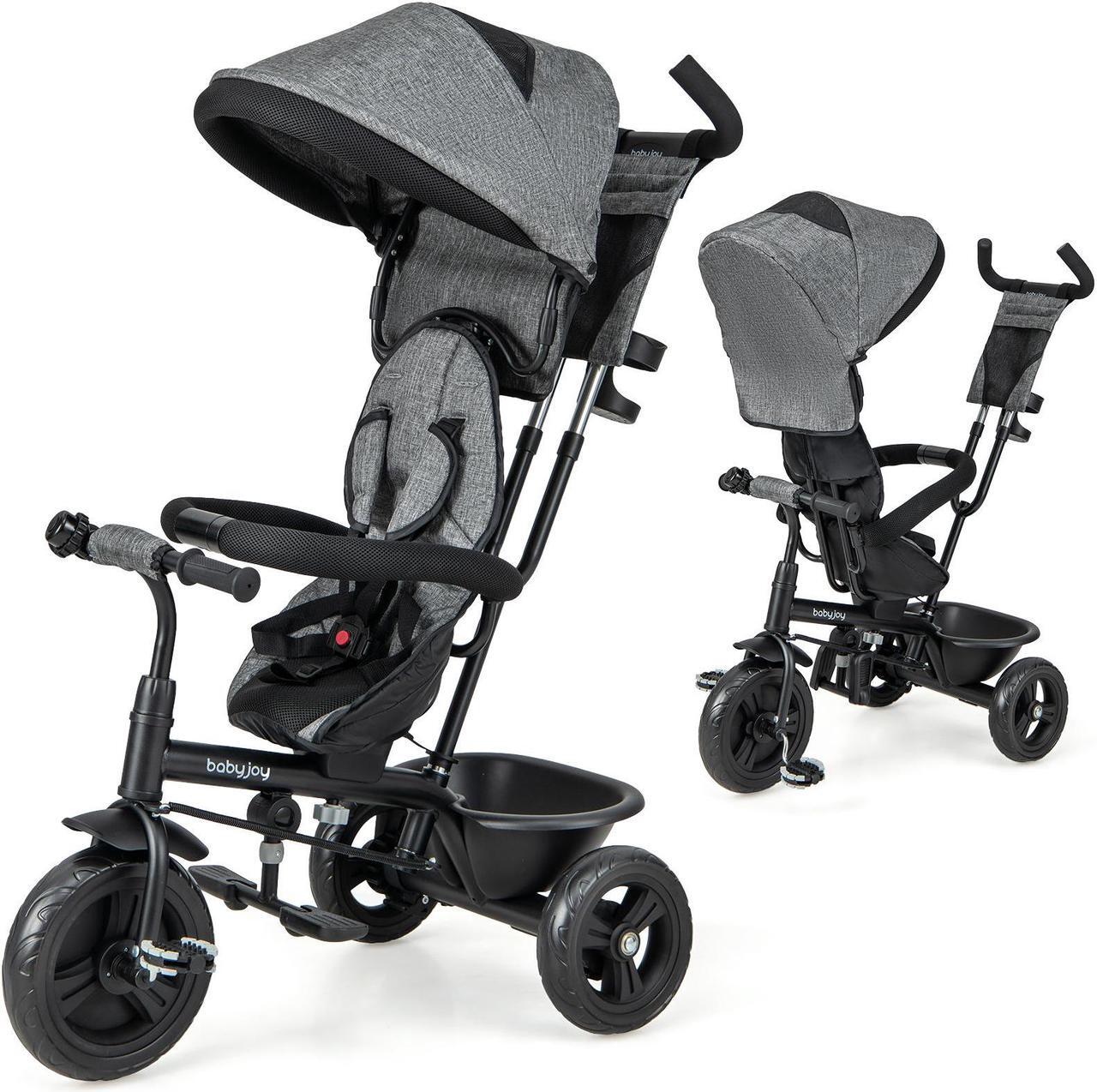 Main image of SlickBlue 4-in-1 Baby Trike Kids Tricycle with Removable Canopy and Adjustable Push Handle