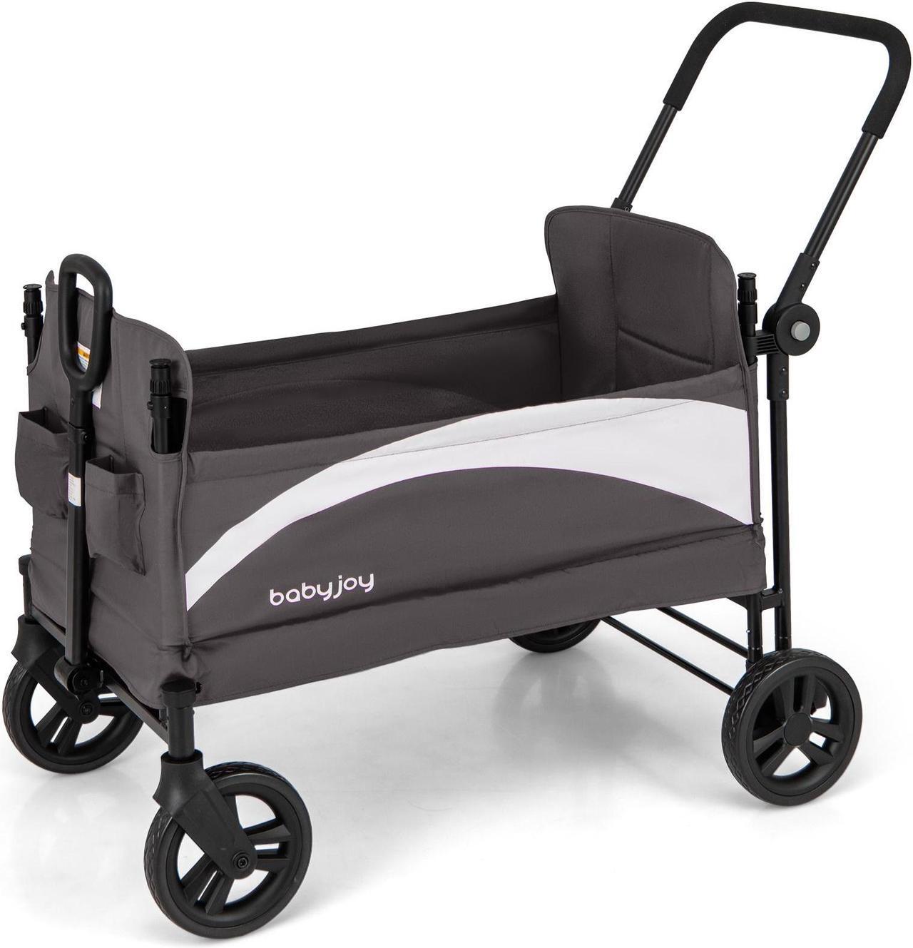 Alt view image 4 of 7 - SlickBlue 2-Seat Stroller Wagon with Adjustable Canopy and Handles