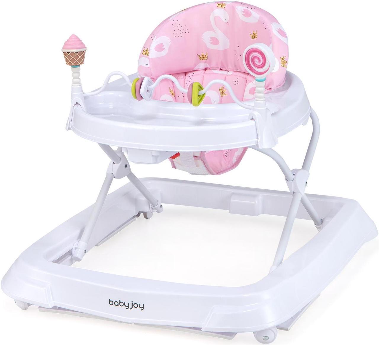 Alt view image 4 of 7 - SlickBlue Foldable Baby Activity Walker with Adjustable Height and Detachable Seat Cushion-Pink