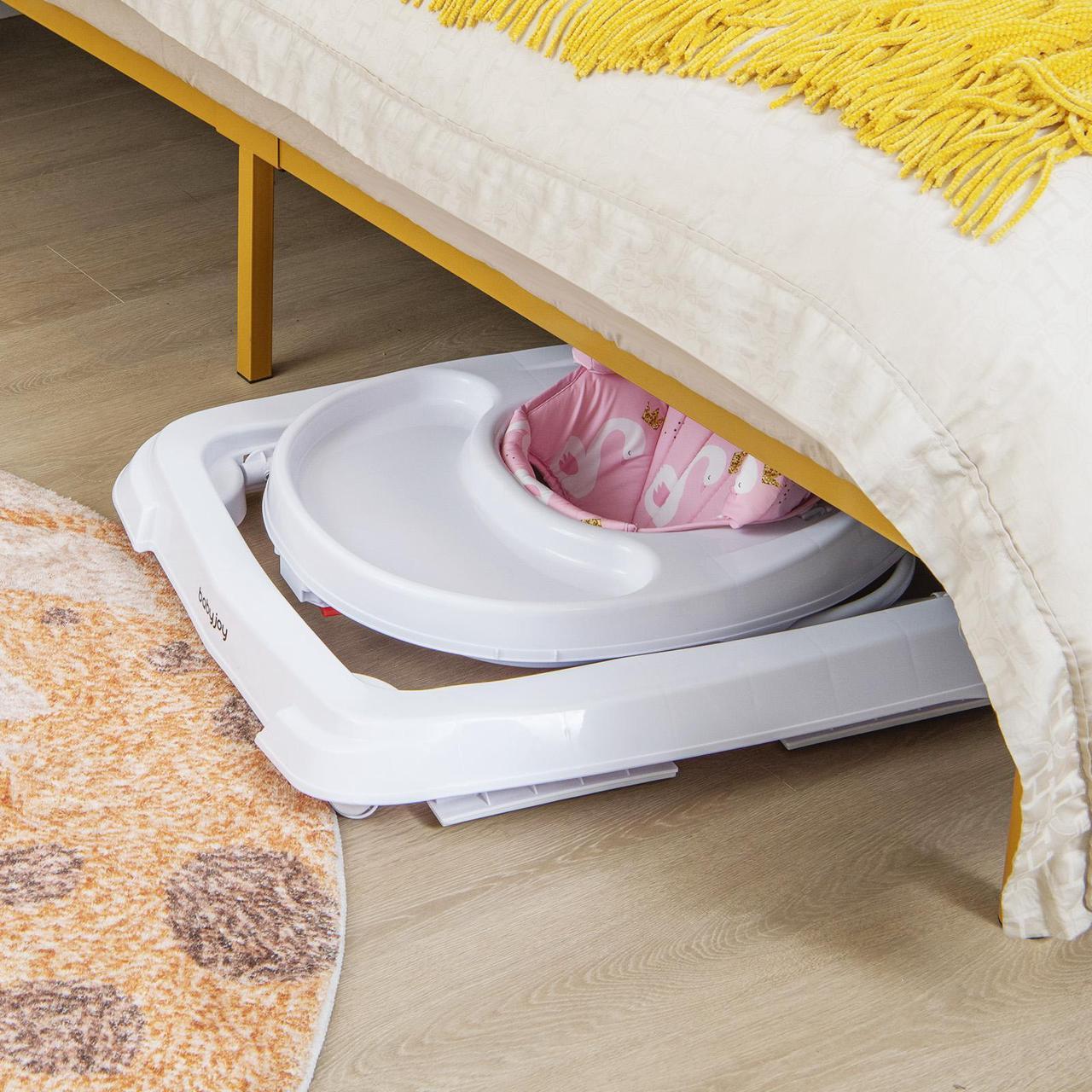 Alt view image 3 of 7 - SlickBlue Foldable Baby Activity Walker with Adjustable Height and Detachable Seat Cushion-Pink
