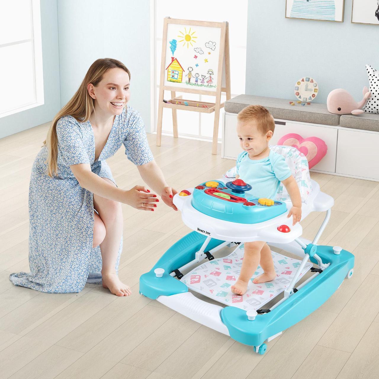 Alt view image 2 of 7 - SlickBlue 6 in 1 Foldable Baby Walker with Adjustable Height-Green