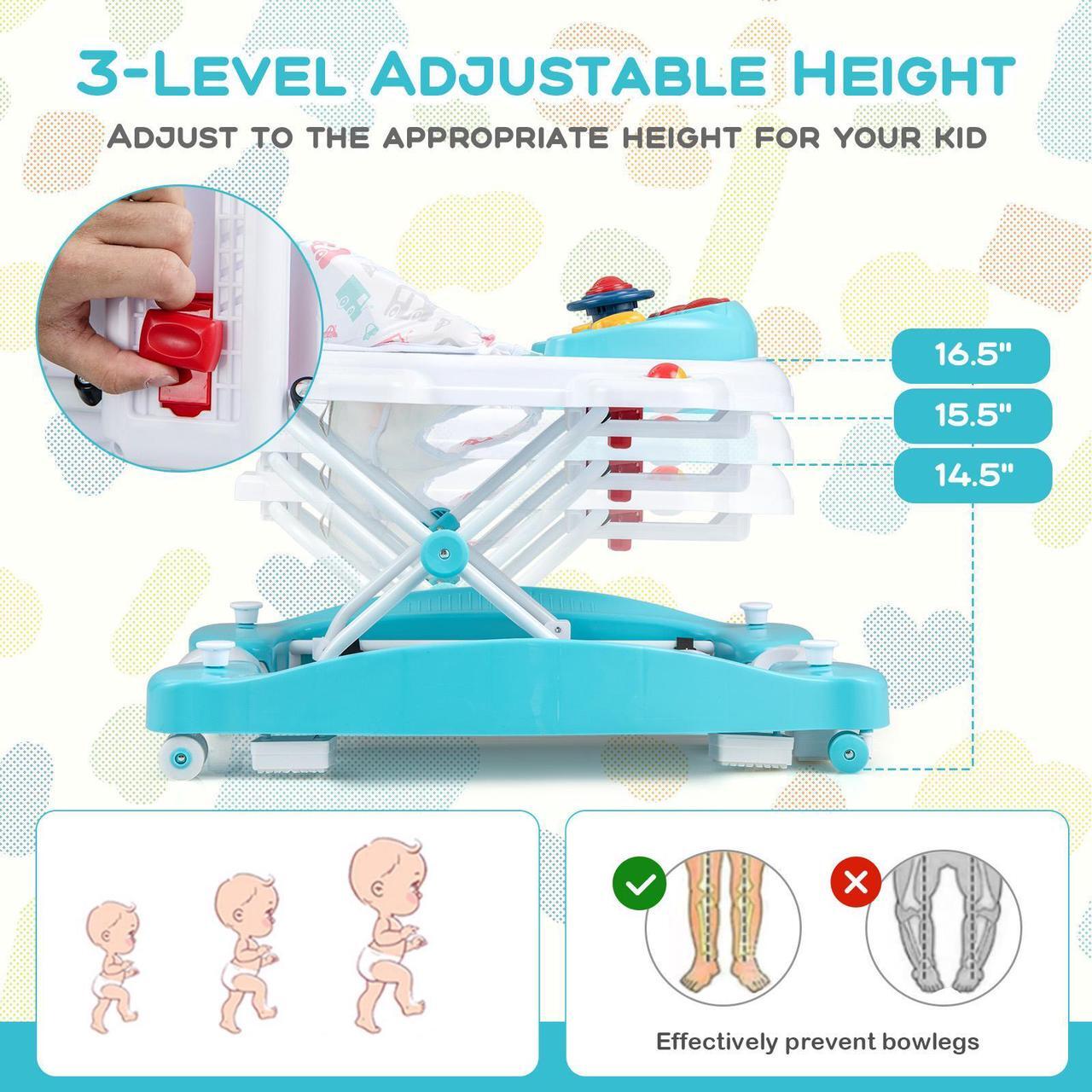 Alt view image 6 of 7 - SlickBlue 6 in 1 Foldable Baby Walker with Adjustable Height-Green