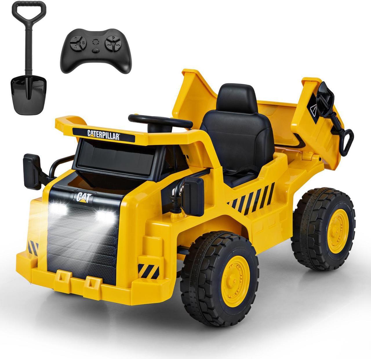 Alt view image 4 of 7 - SlickBlue 12V Caterpillar Licensed Kids Ride on Dump Truck with Tiltable Bump Bed-Yellow