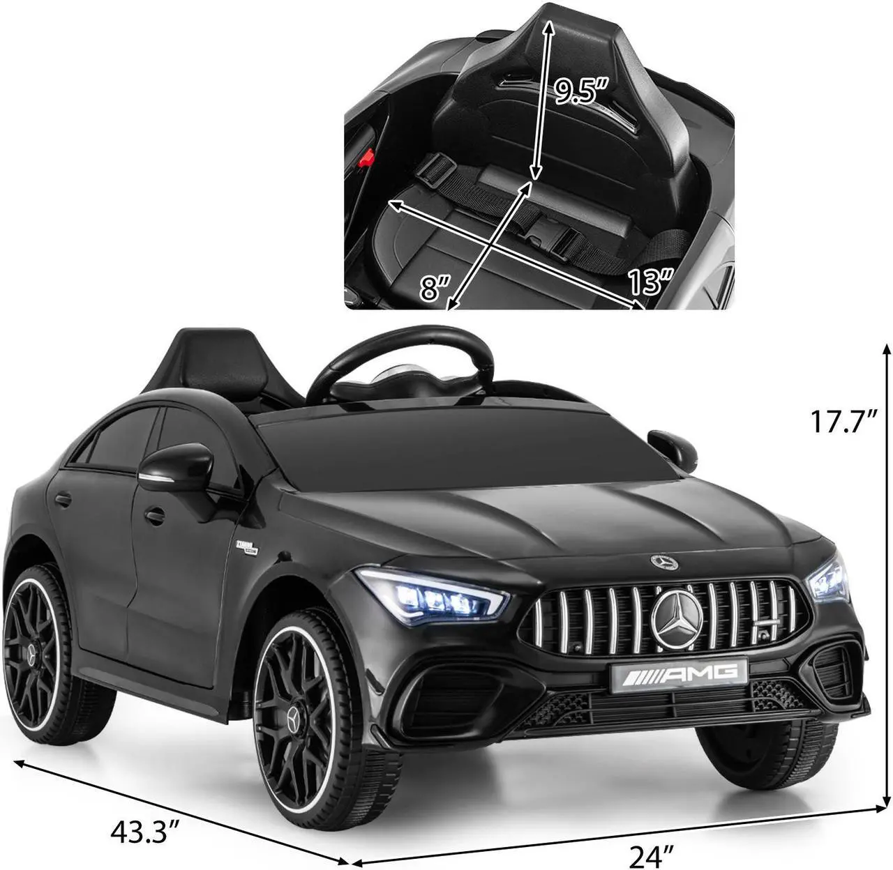 Alt view image 4 of 7 - SlickBlue 12V Kids Ride on Car Mercedes-Benz AMG CLA 45 with Remote