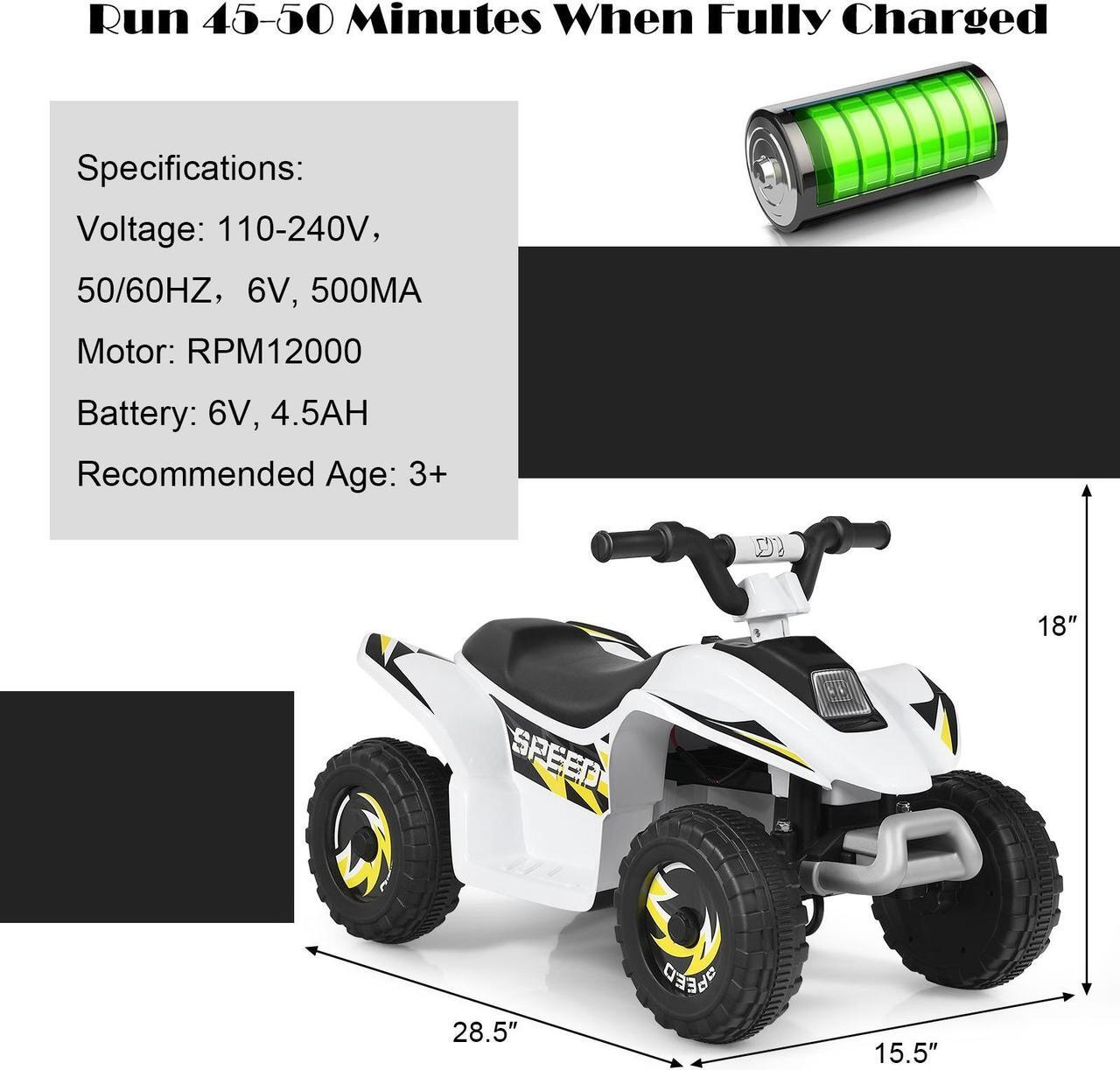 Alt view image 5 of 7 - SlickBlue 6V Kids Electric ATV 4 Wheels Ride-On Toy