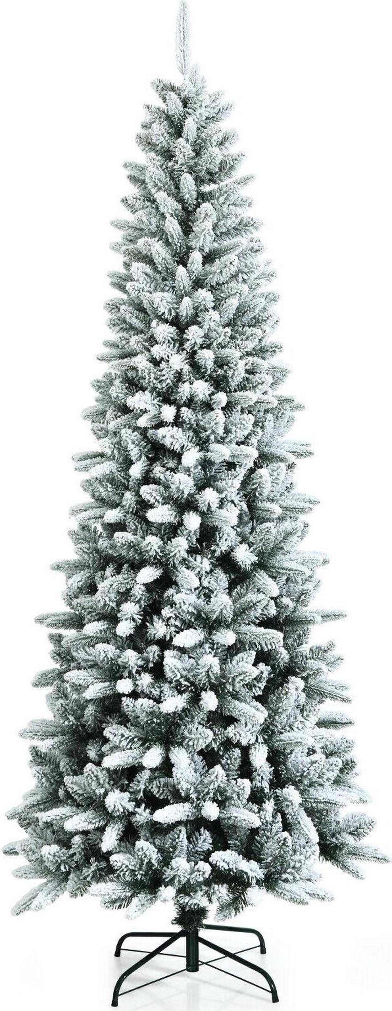 Main image of SlickBlue Snow-Flocked Hinged Artificial Christmas Pencil Tree with Mixed Tips