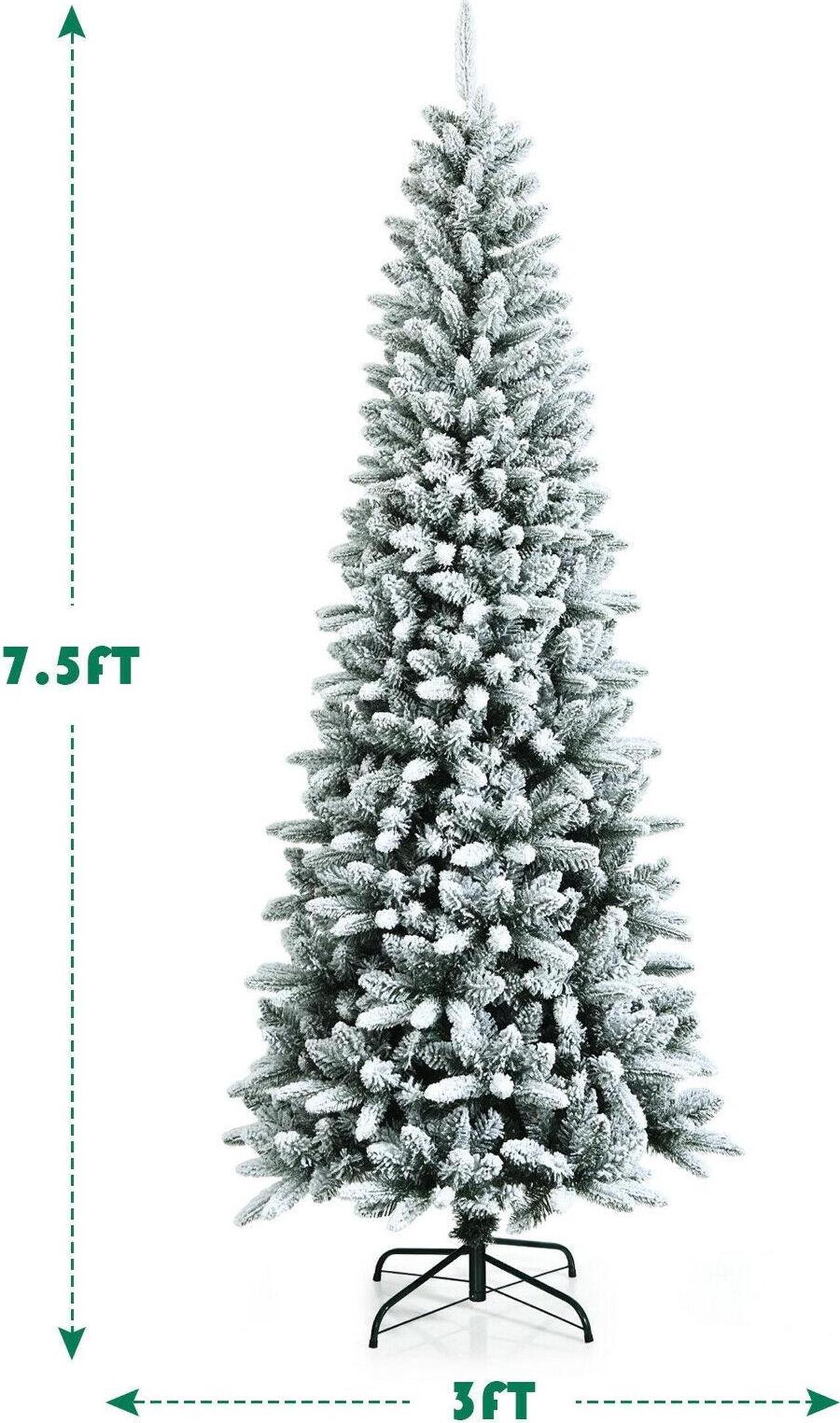 Alt view image 4 of 7 - SlickBlue Snow-Flocked Hinged Artificial Christmas Pencil Tree with Mixed Tips