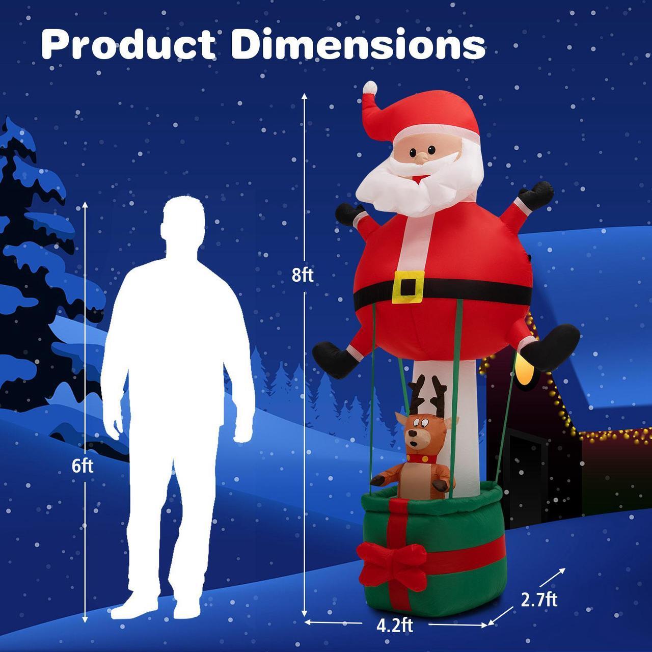 Alt view image 4 of 7 - SlickBlue 8 Feet Inflatable Santa Claus and Reindeer