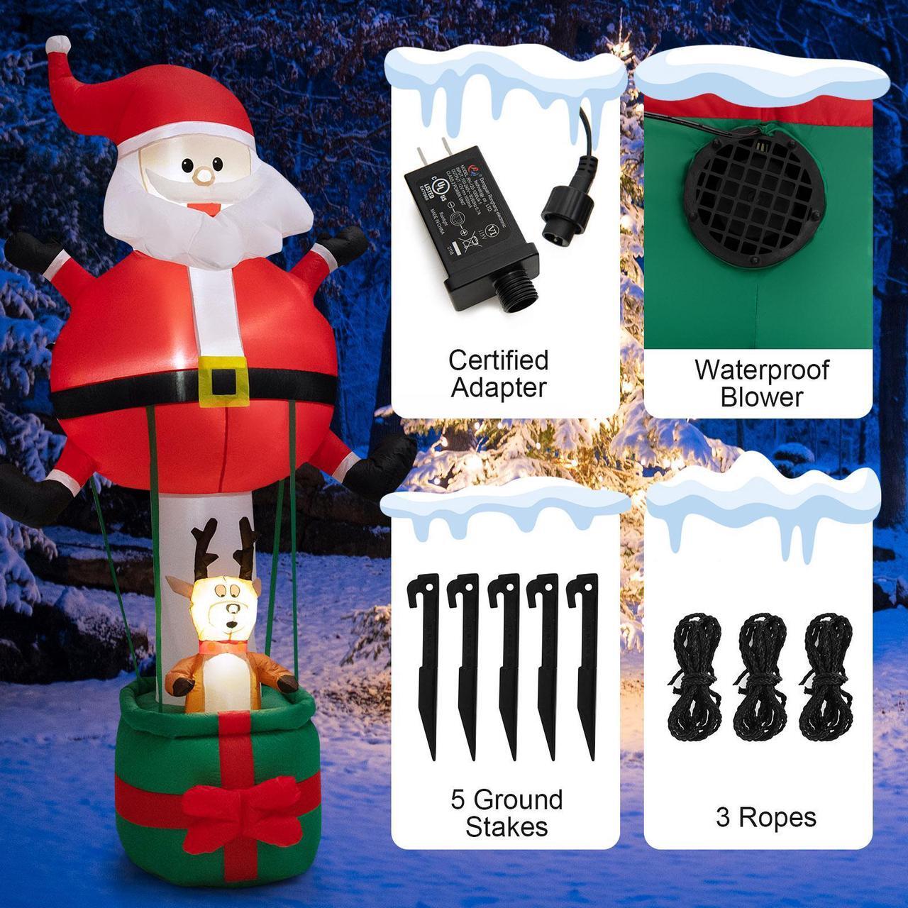 Alt view image 5 of 7 - SlickBlue 8 Feet Inflatable Santa Claus and Reindeer
