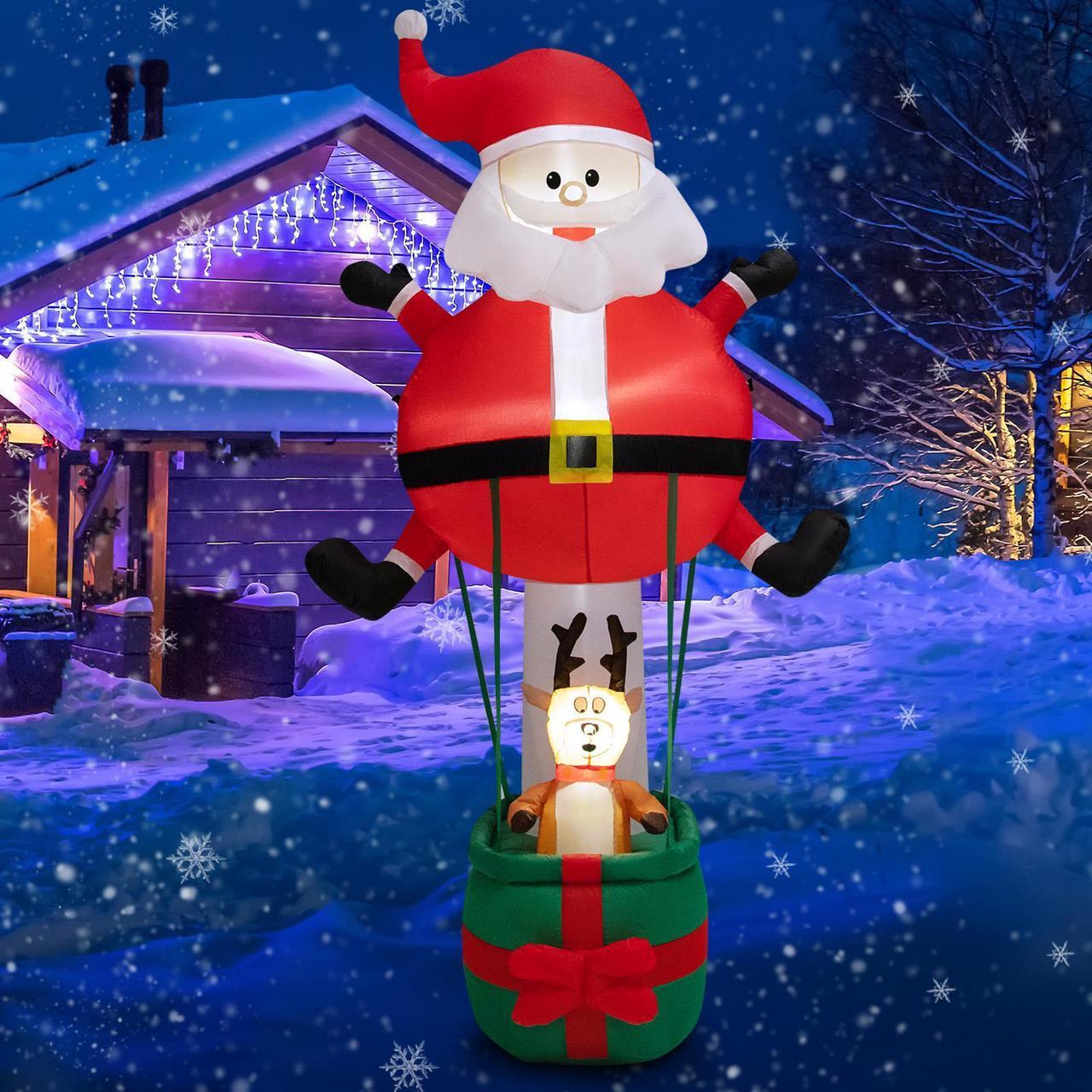 Alt view image 2 of 7 - SlickBlue 8 Feet Inflatable Santa Claus and Reindeer