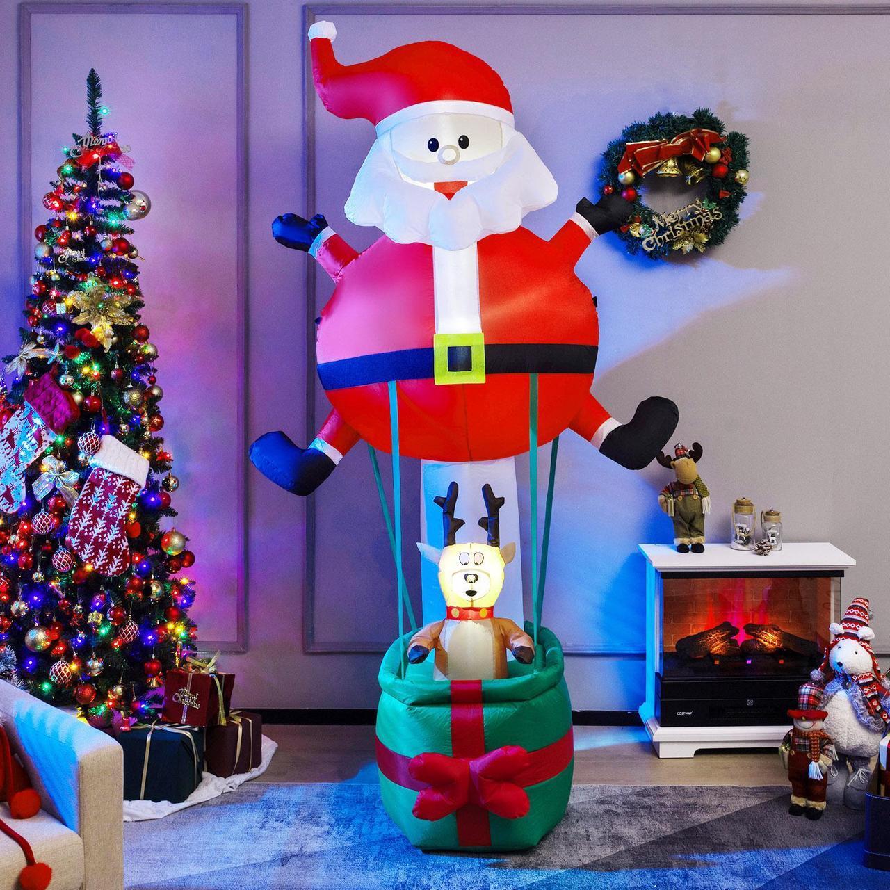 Alt view image 3 of 7 - SlickBlue 8 Feet Inflatable Santa Claus and Reindeer