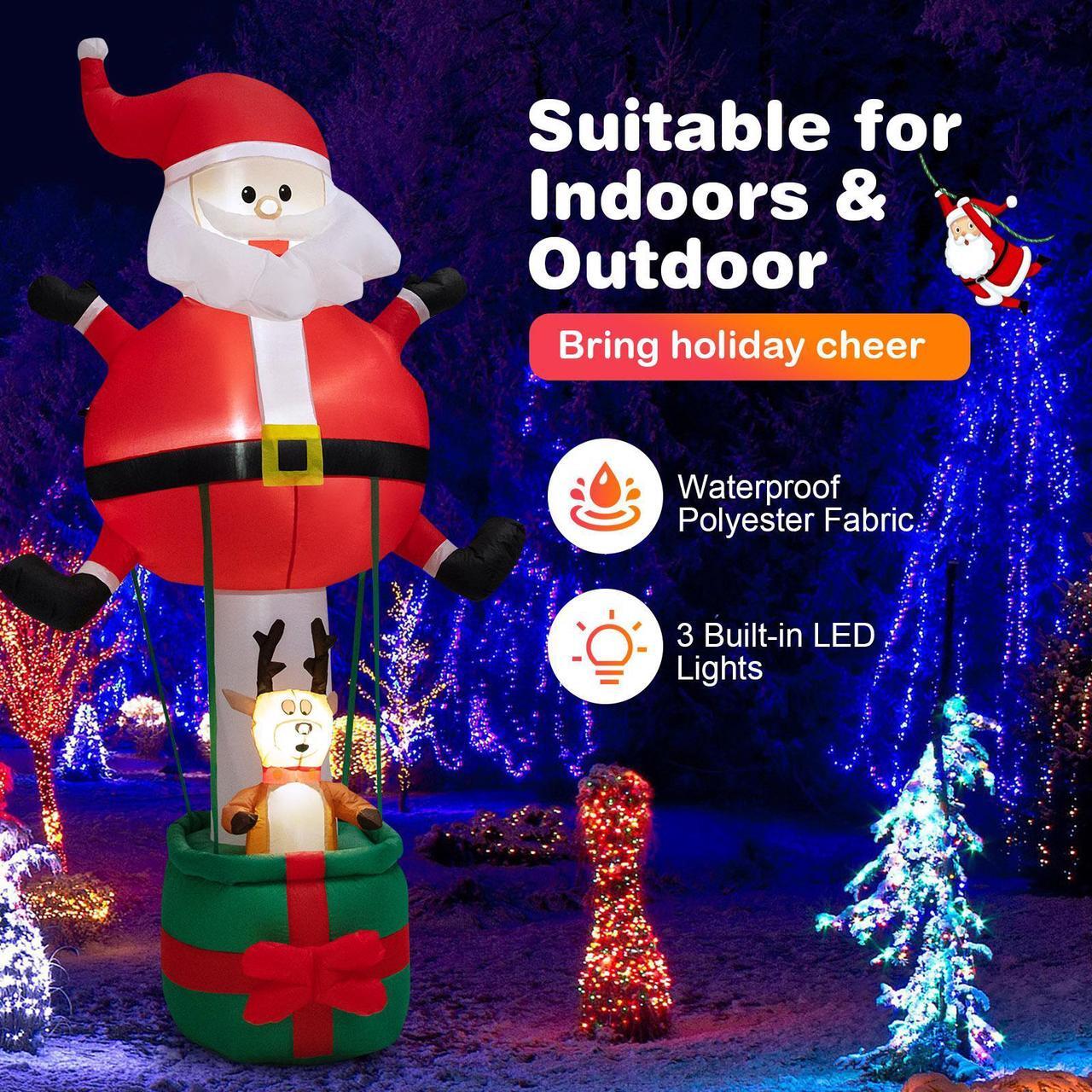 Alt view image 7 of 7 - SlickBlue 8 Feet Inflatable Santa Claus and Reindeer