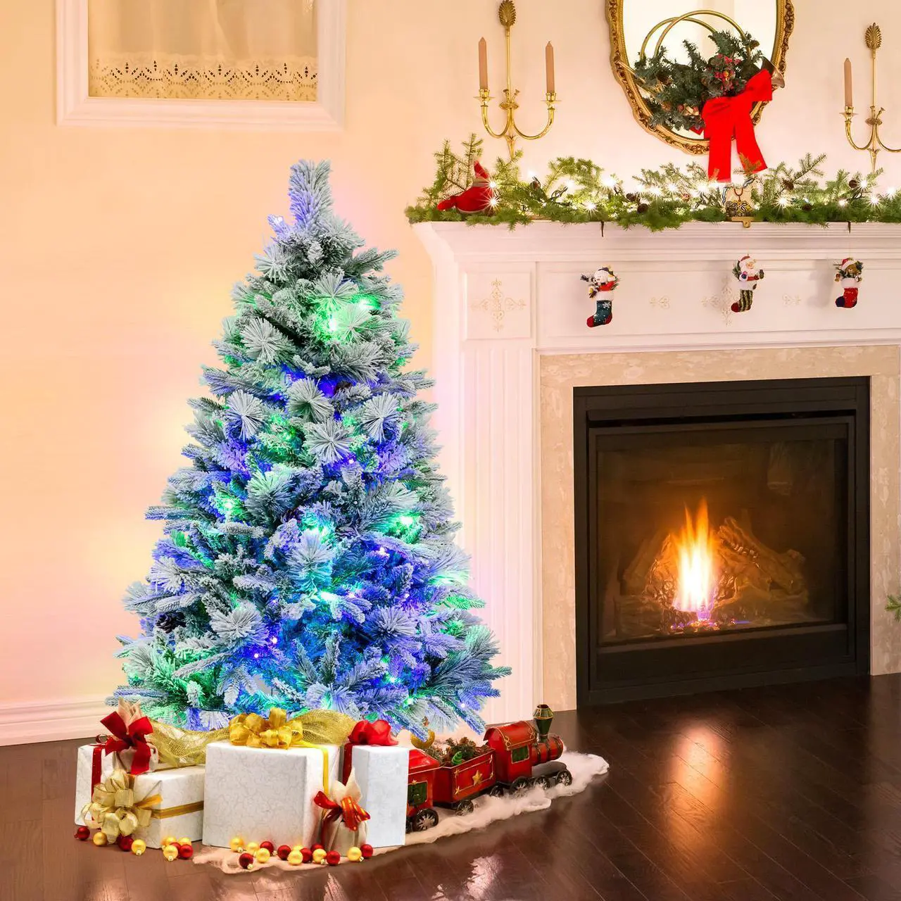 Alt view image 3 of 7 - SlickBlue Artificial Xmas Tree with Pine Needles and LED Lights