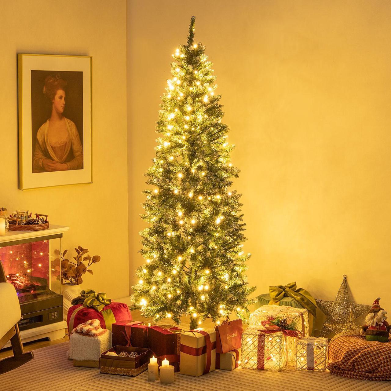 Alt view image 2 of 7 - SlickBlue Pre-Lit Artificial Christmas Tree with  618 Snowy Branch Tips