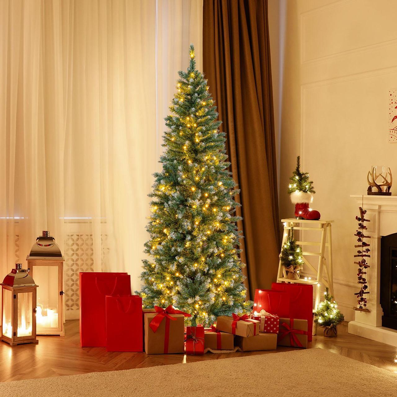 Alt view image 3 of 7 - SlickBlue Pre-Lit Artificial Christmas Tree with  618 Snowy Branch Tips