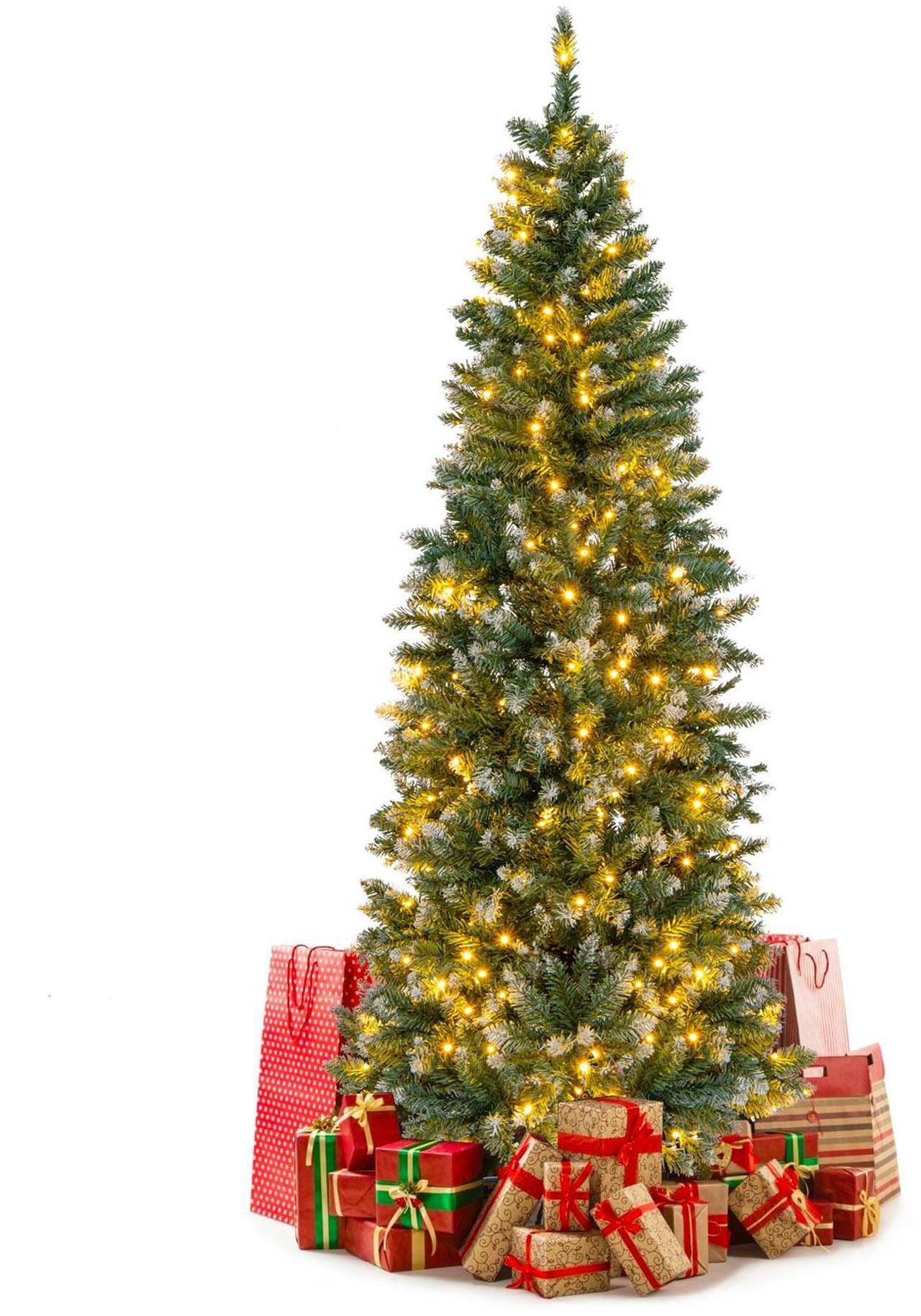 Alt view image 4 of 7 - SlickBlue Pre-Lit Artificial Christmas Tree with  618 Snowy Branch Tips
