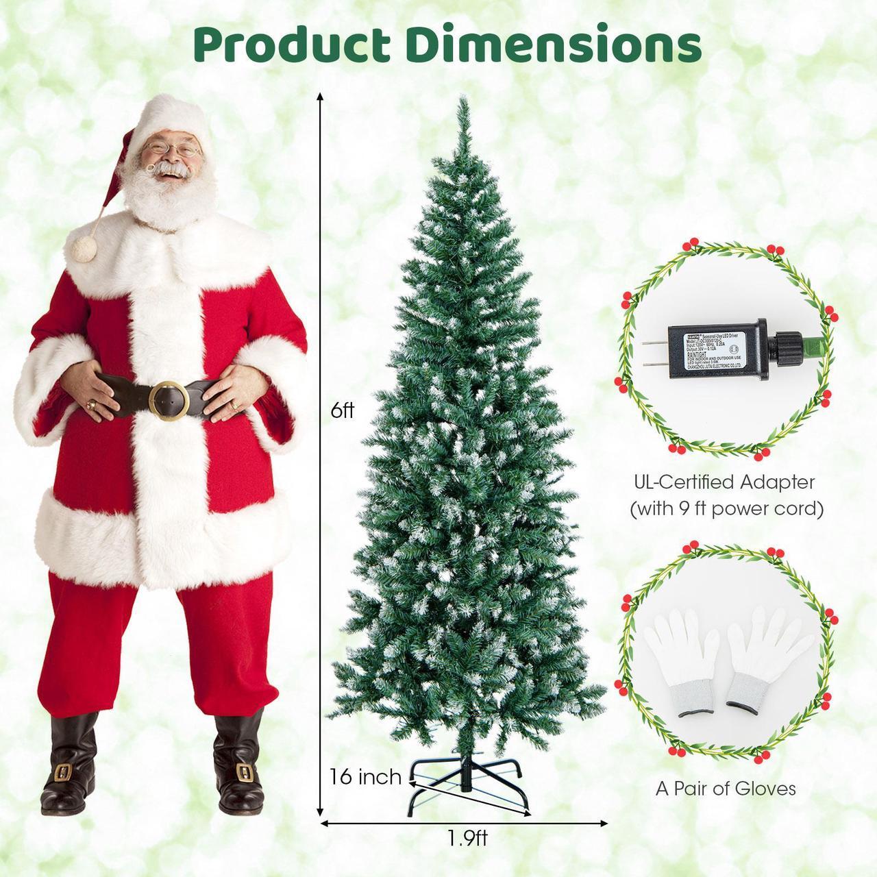 Alt view image 5 of 7 - SlickBlue Pre-Lit Artificial Christmas Tree with  618 Snowy Branch Tips