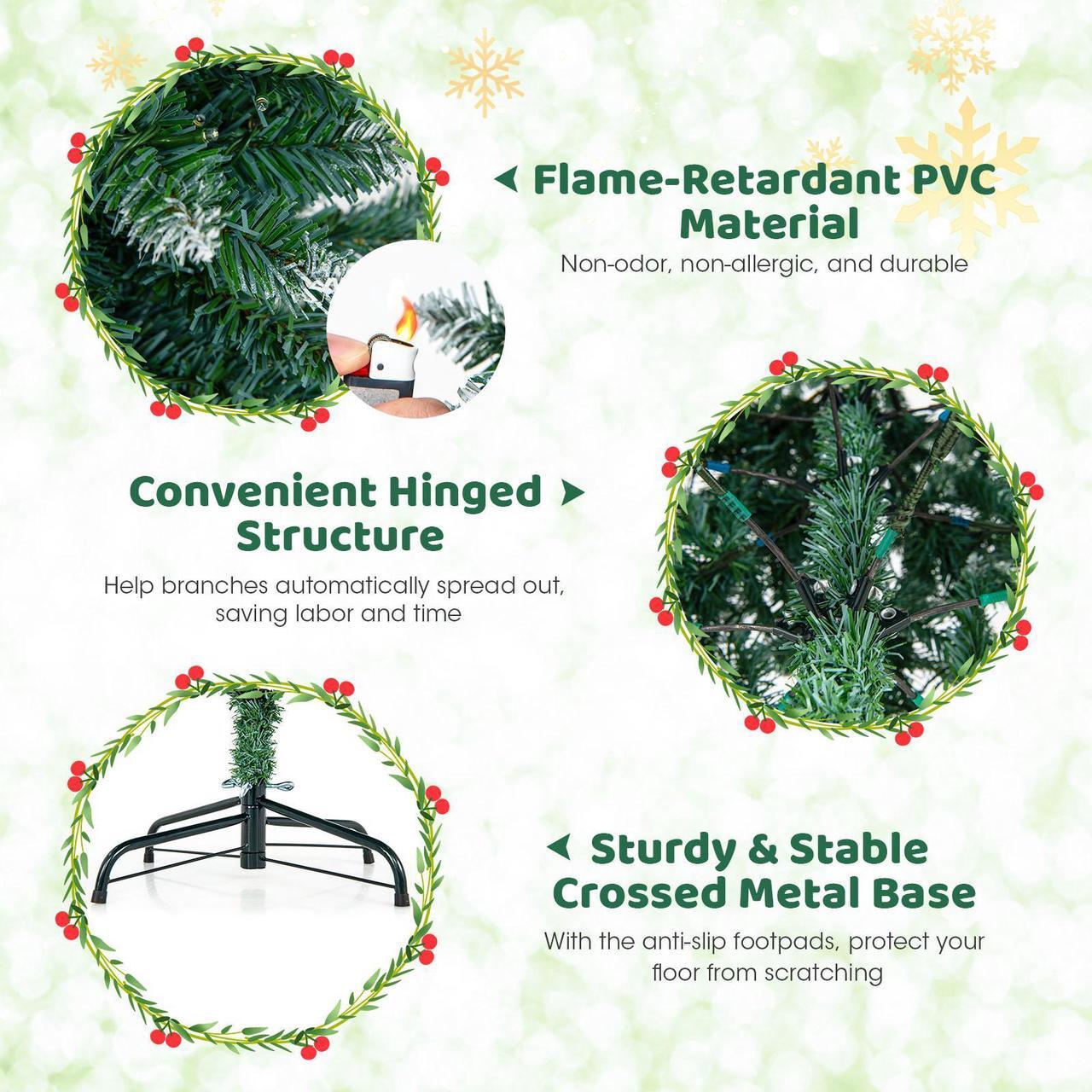 Alt view image 7 of 7 - SlickBlue Pre-Lit Artificial Christmas Tree with  618 Snowy Branch Tips
