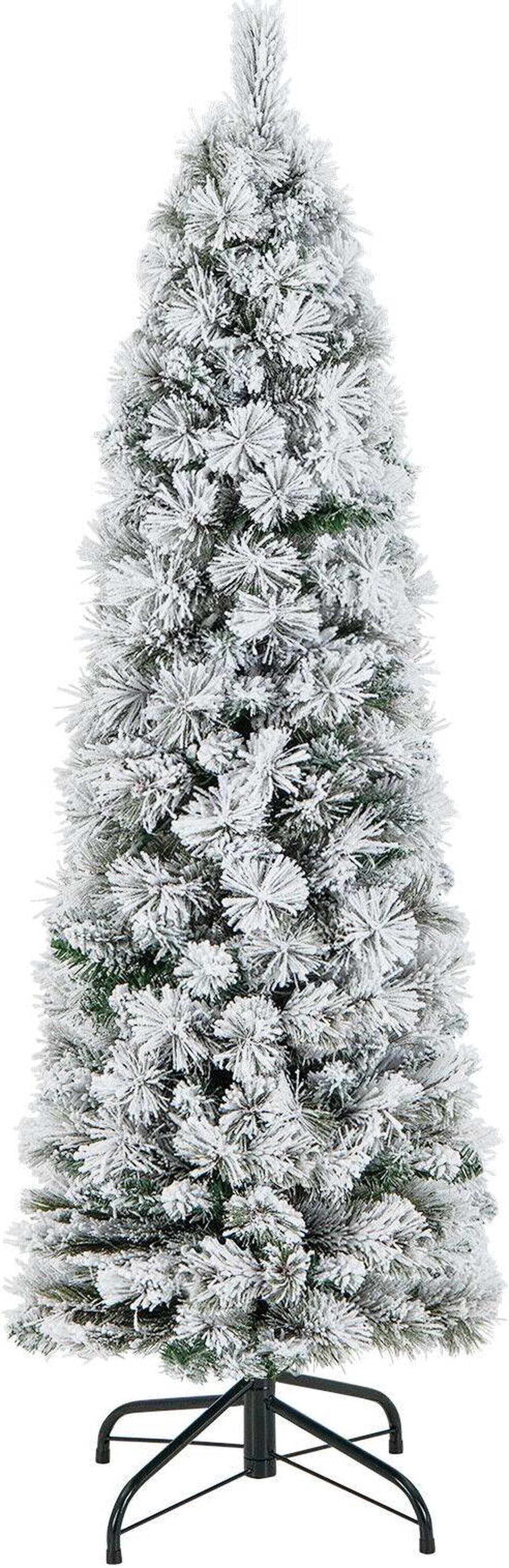 Main image of SlickBlue Pre-Lit Slim Flocked Christmas Tree with 258 Branch Tips and 100 Lights