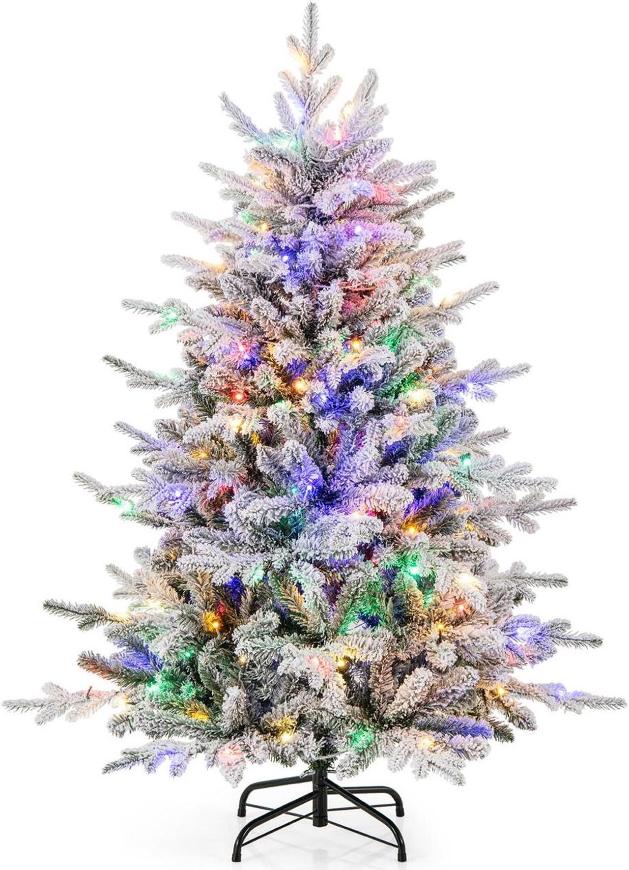 Main image of SlickBlue Snow-Flocked Christmas Tree with 8-Mode Multi-Color LED Lights
