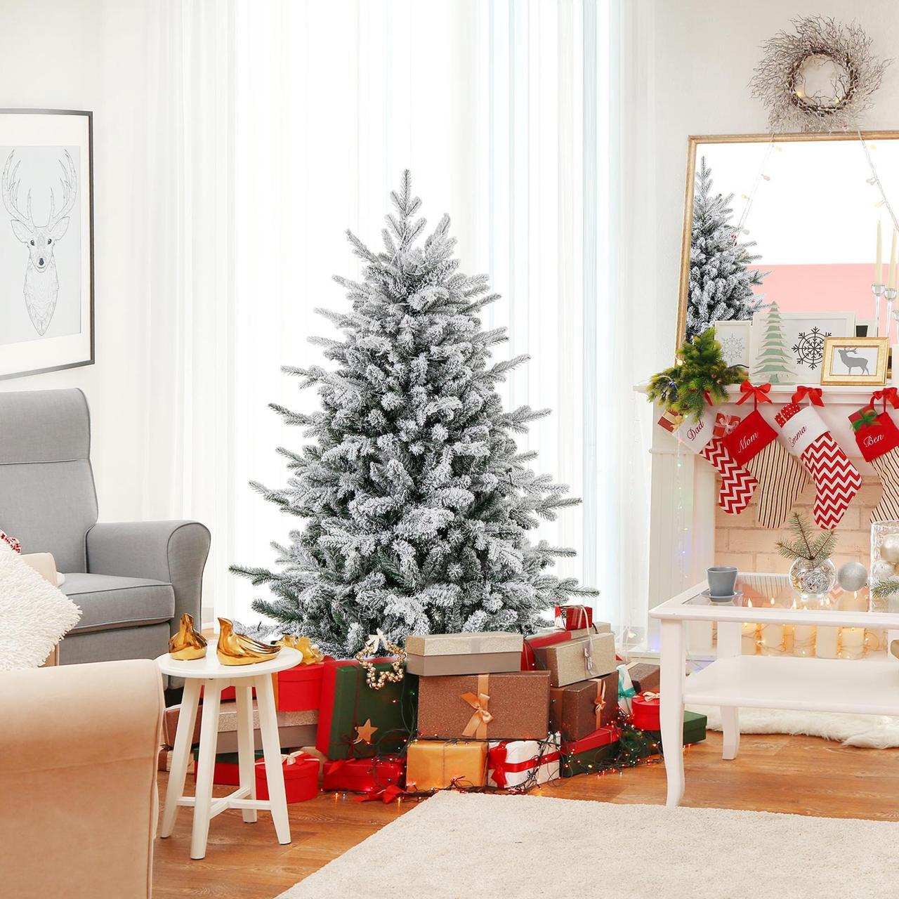 Alt view image 3 of 7 - SlickBlue Snow-Flocked Christmas Tree with 8-Mode Multi-Color LED Lights