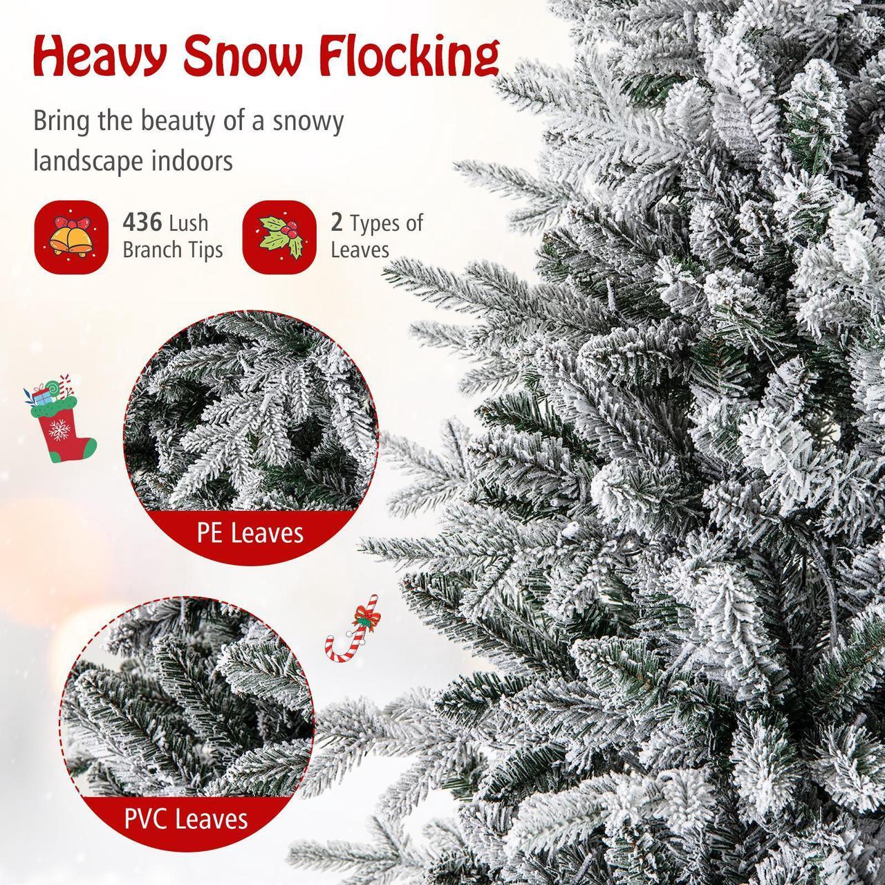 Alt view image 6 of 7 - SlickBlue Snow-Flocked Christmas Tree with 8-Mode Multi-Color LED Lights