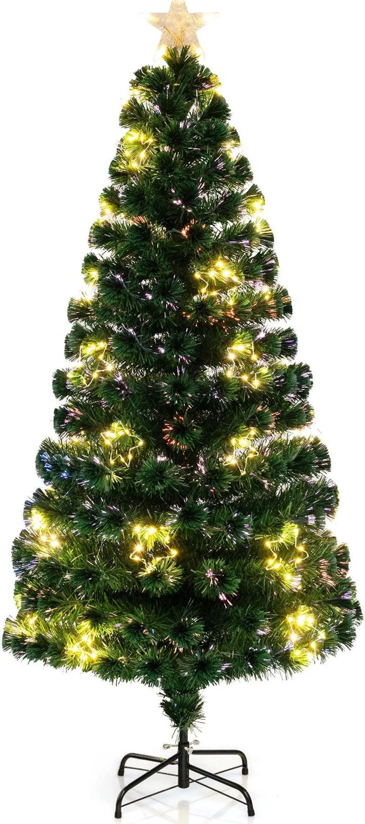 Main image of SlickBlue Pre-Lit Artificial Xmas Tree with Top Star and Branch Tips-6 FT