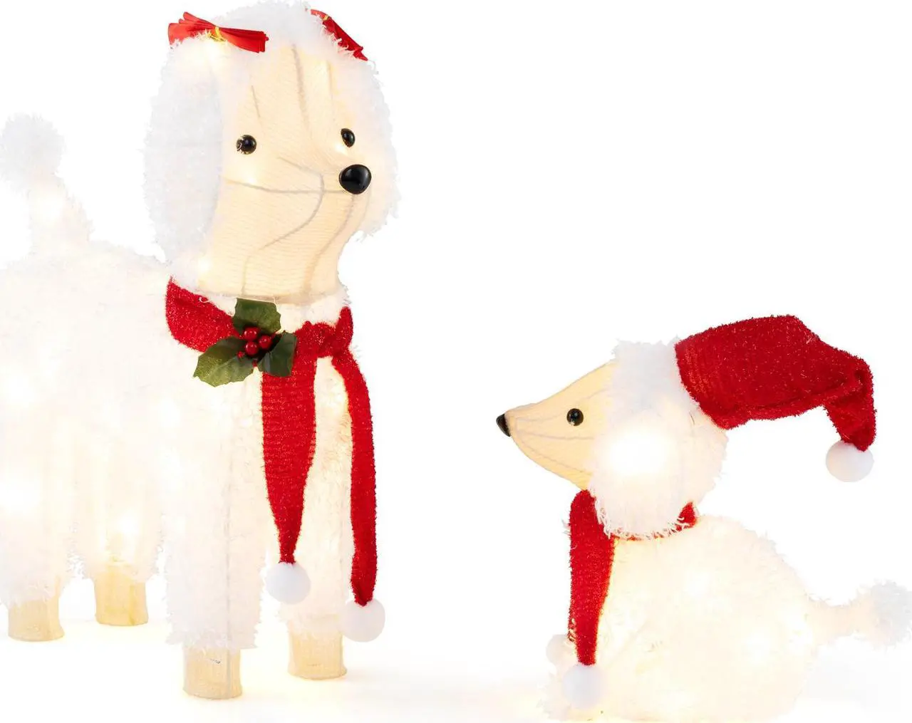Main image of SlickBlue Pre-lit Mama and Baby Poodle Dogs with 60 Warm White LED Lights
