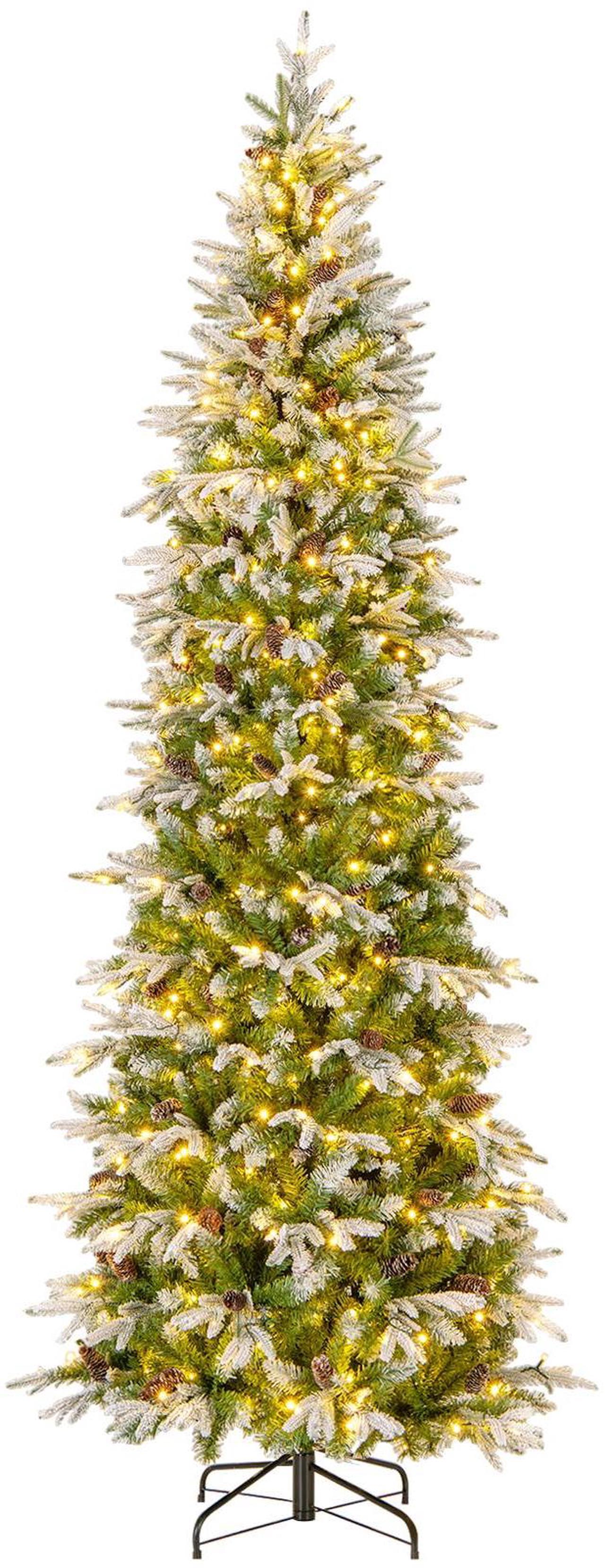 Main image of SlickBlue 9 Feet Pre-Lit Artificial Christmas Tree Snow Flocked Hinged-9 FT