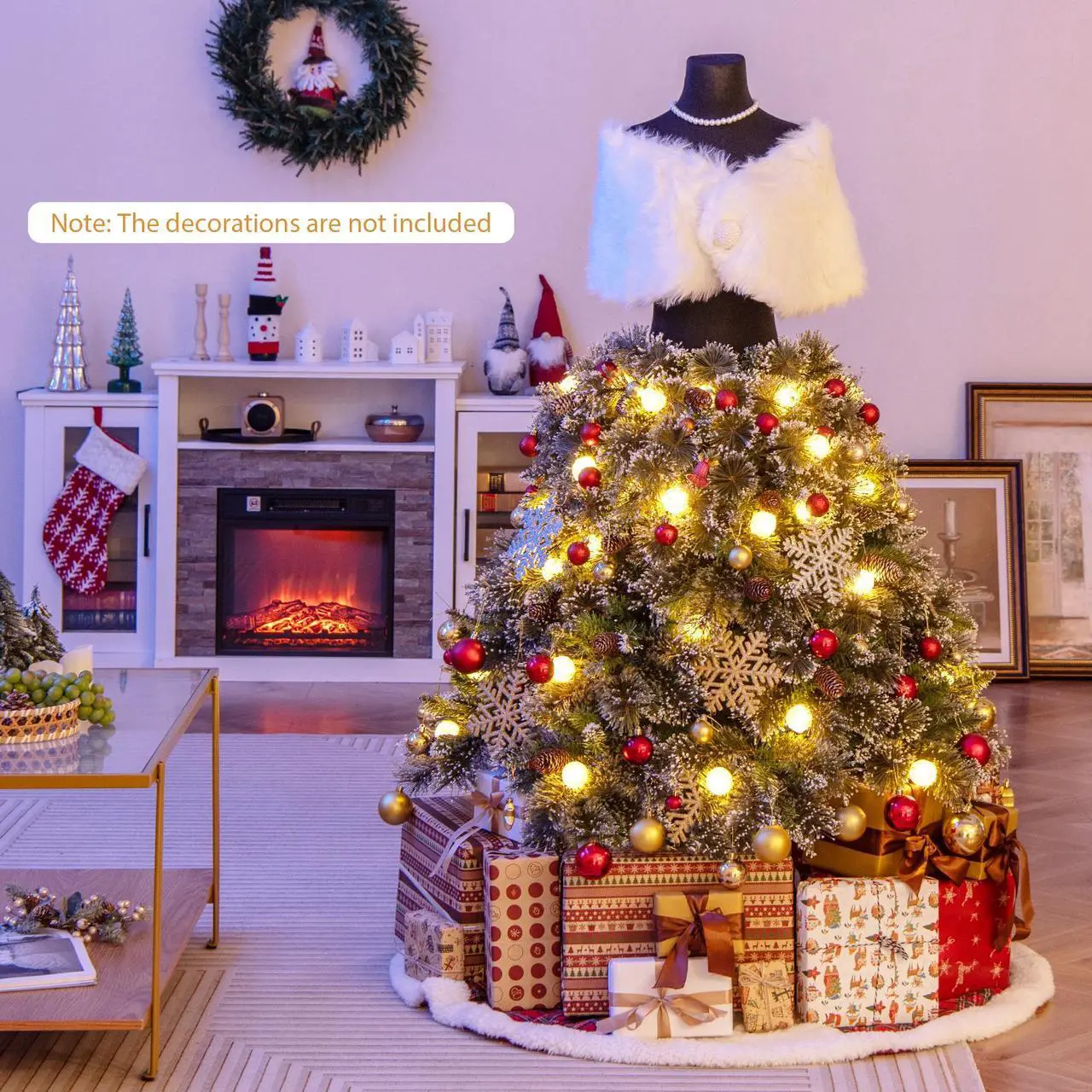 Alt view image 2 of 7 - SlickBlue Pre-lit Mannequin Artificial Christmas Tree Hinged Dress Form Xmas Tree with 465 Branch Tips