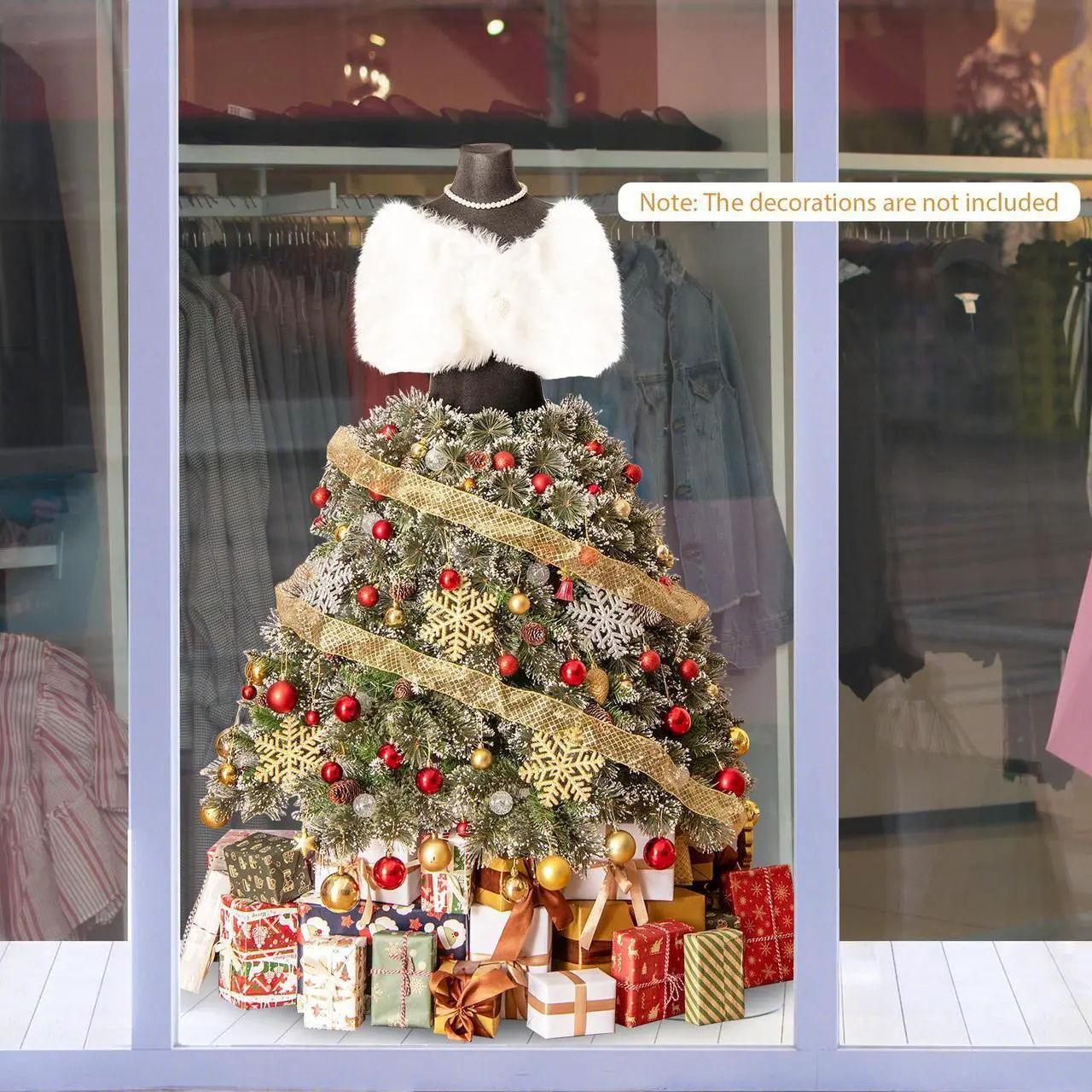 Alt view image 6 of 7 - SlickBlue Pre-lit Mannequin Artificial Christmas Tree Hinged Dress Form Xmas Tree with 465 Branch Tips