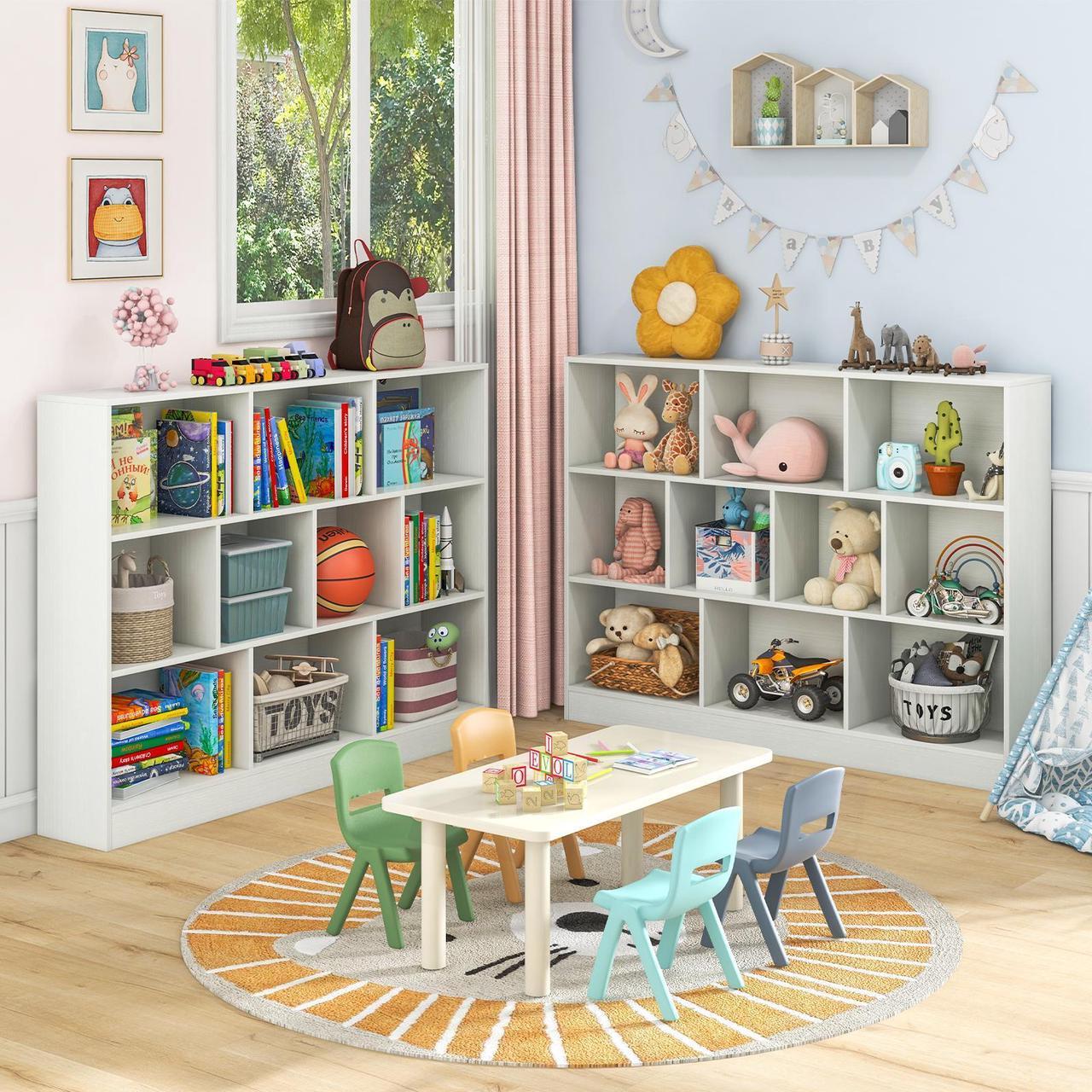 Alt view image 3 of 7 - SlickBlue 41 inches Wooden Toy Storage Organizer with 10 Cubes for Classroom Daycare Nursery Kindergarten