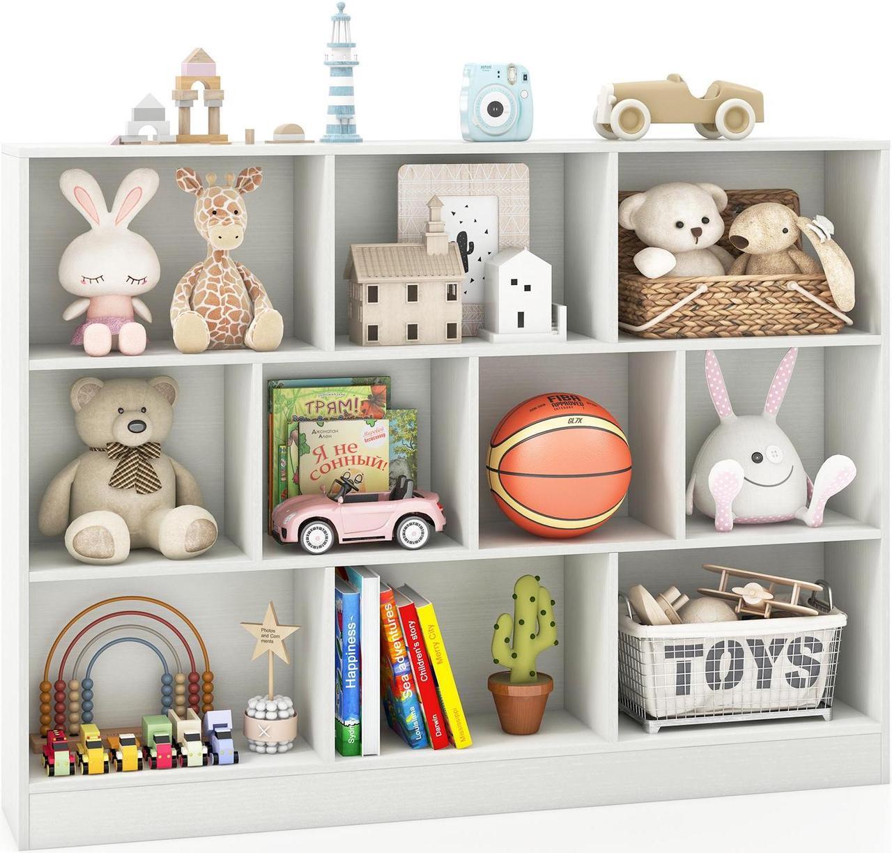Alt view image 4 of 7 - SlickBlue 41 inches Wooden Toy Storage Organizer with 10 Cubes for Classroom Daycare Nursery Kindergarten