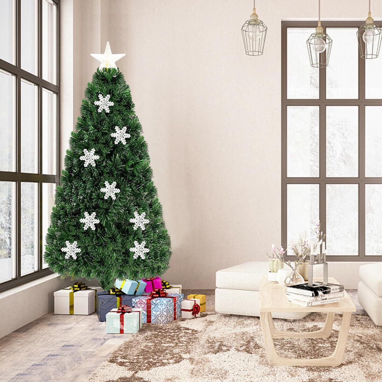 Alt view image 3 of 7 - SlickBlue LED Optic Artificial Christmas Tree with Snowflakes-5 Feet