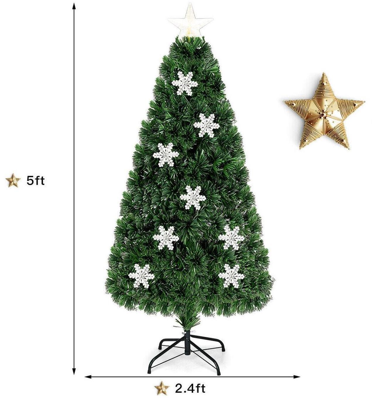 Alt view image 5 of 7 - SlickBlue LED Optic Artificial Christmas Tree with Snowflakes-5 Feet