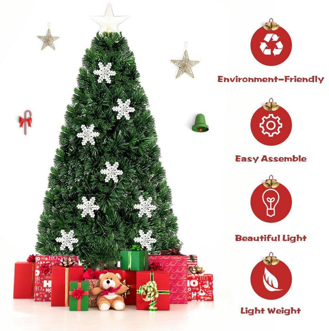 Alt view image 7 of 7 - SlickBlue LED Optic Artificial Christmas Tree with Snowflakes-5 Feet