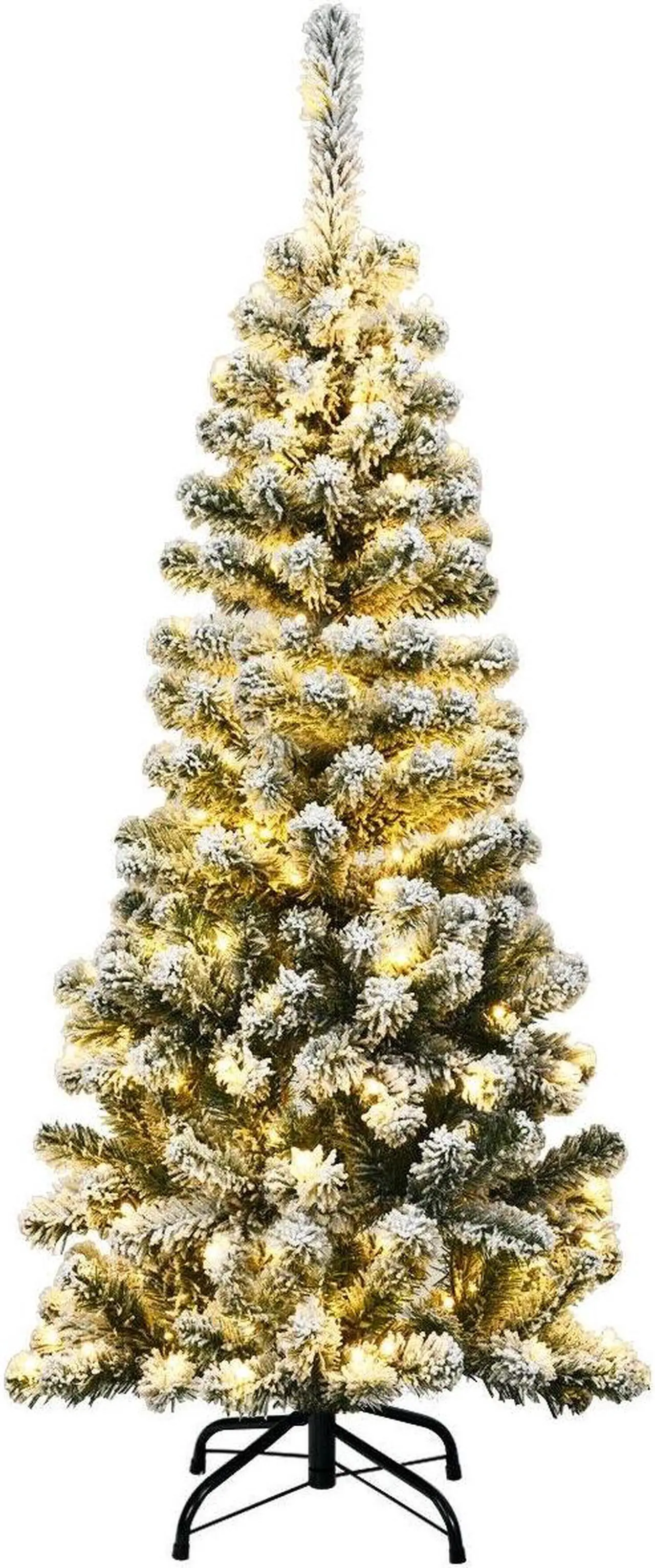 Main image of SlickBlue 4.5 Feet Pre-Lit Snow Flocked Pencil Christmas Tree with 150 LED Light