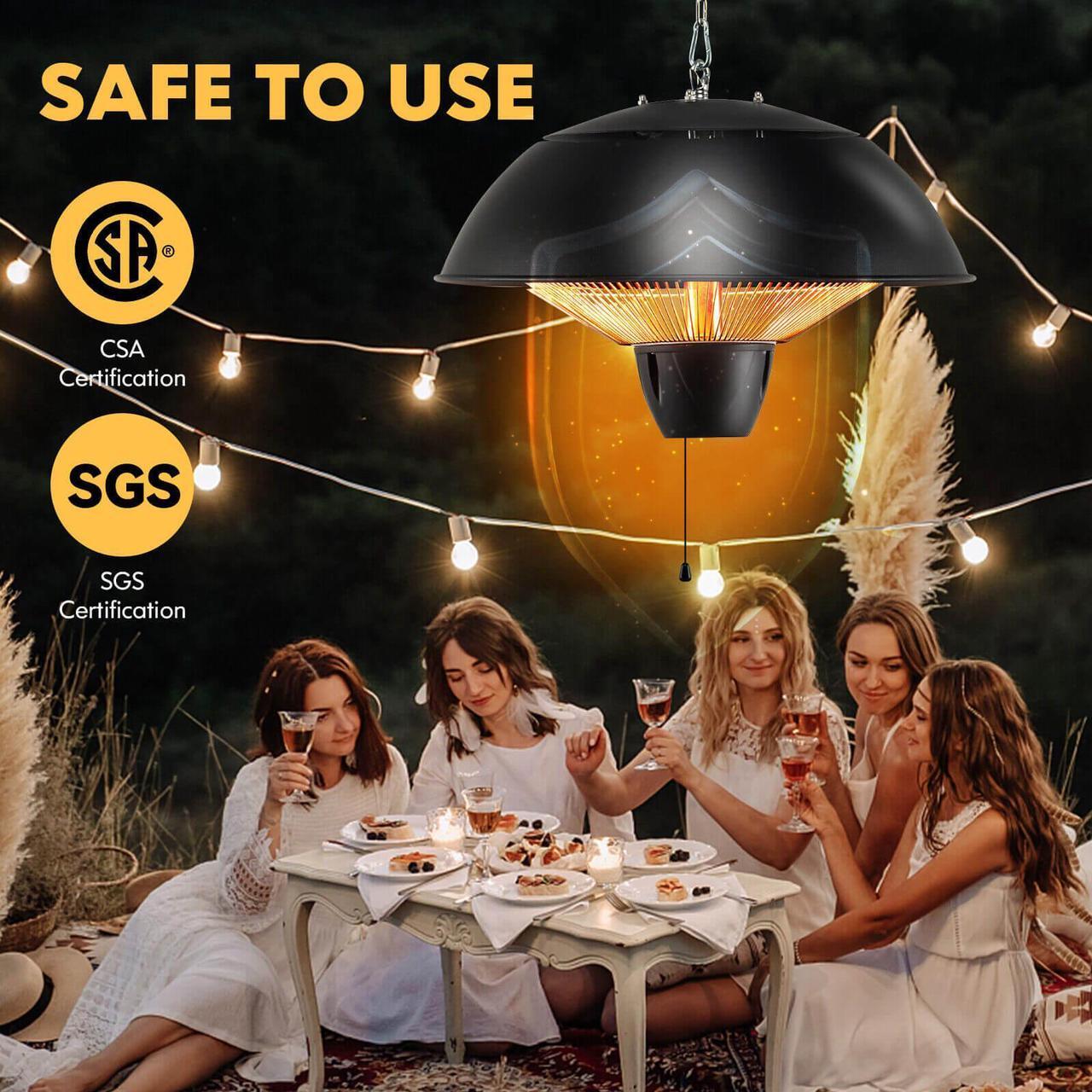 Alt view image 5 of 7 - SlickBlue 1500W Electric Patio Heater with IPX4 Waterproof