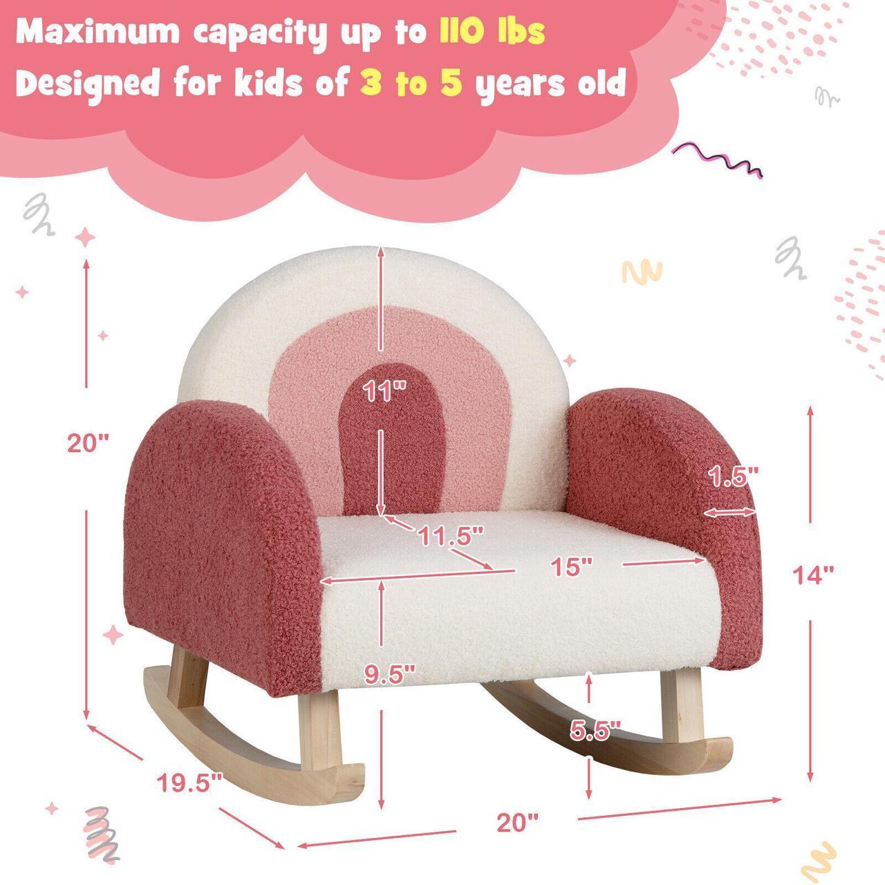 Alt view image 4 of 7 - SlickBlue Kids Rocking Chair Children Velvet Upholstered Sofa with Solid Wood Legs