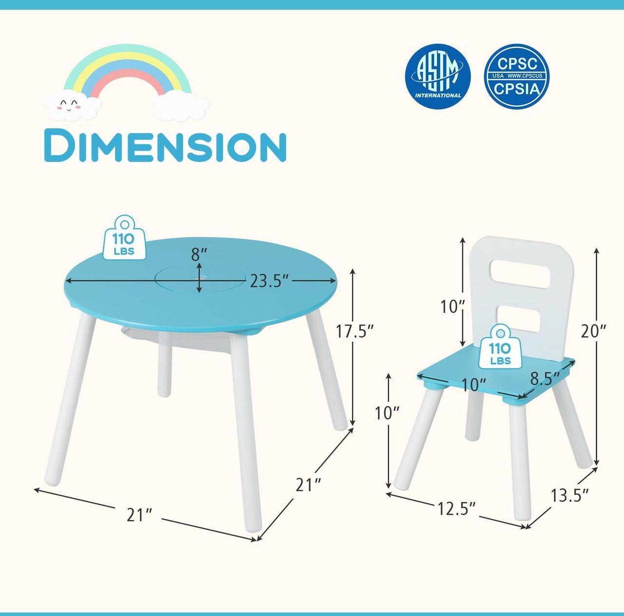 Alt view image 4 of 6 - SlickBlue Wood Activity Kids Table and Chair Set with Center Mesh Storage