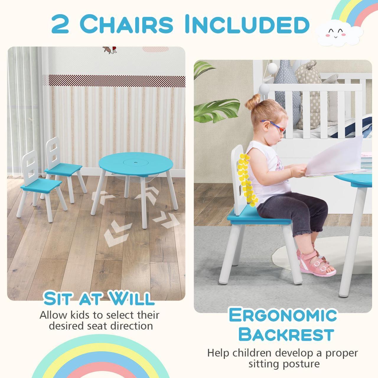 Alt view image 6 of 6 - SlickBlue Wood Activity Kids Table and Chair Set with Center Mesh Storage