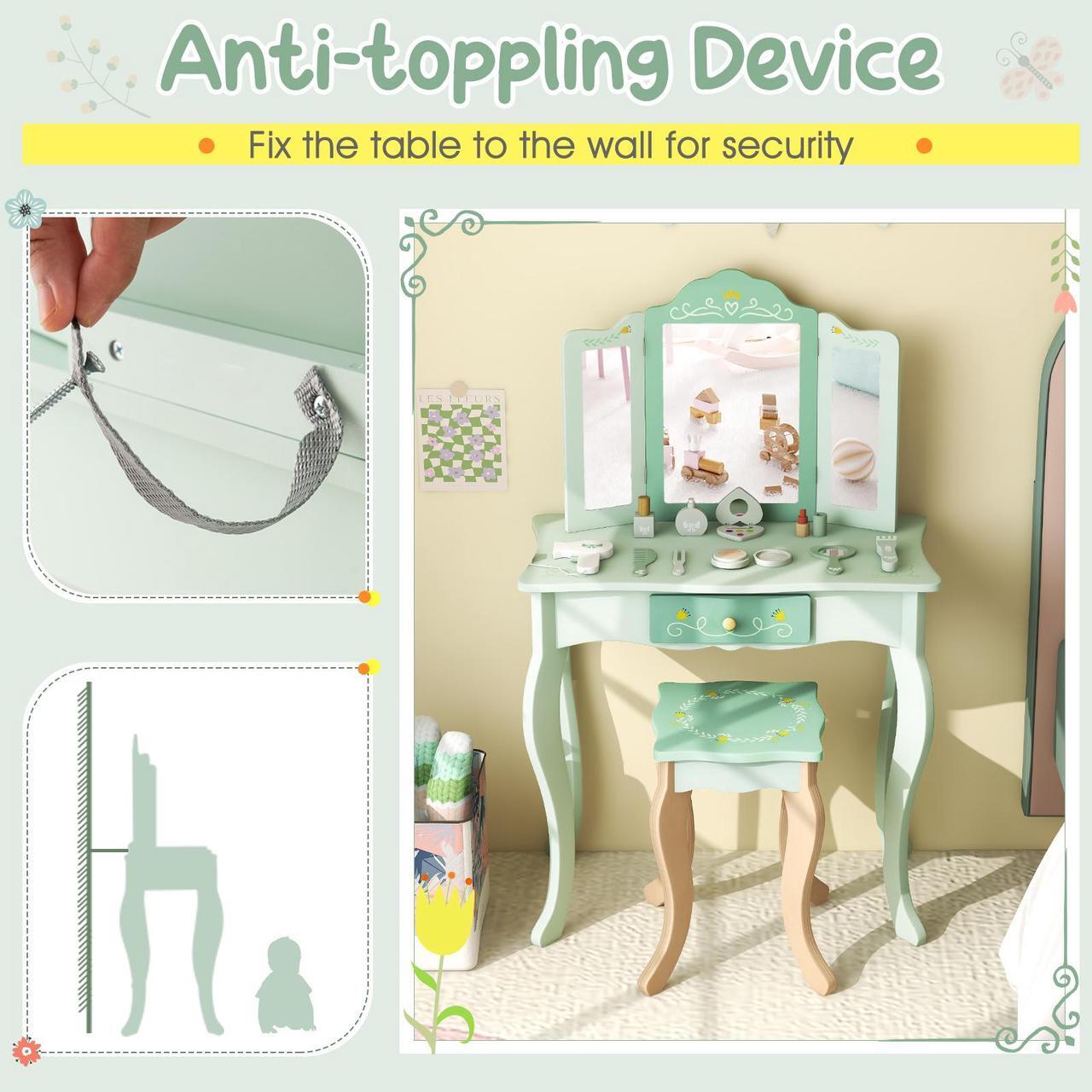 Alt view image 6 of 7 - SlickBlue Kids Vanity Set with Tri-folding Mirror