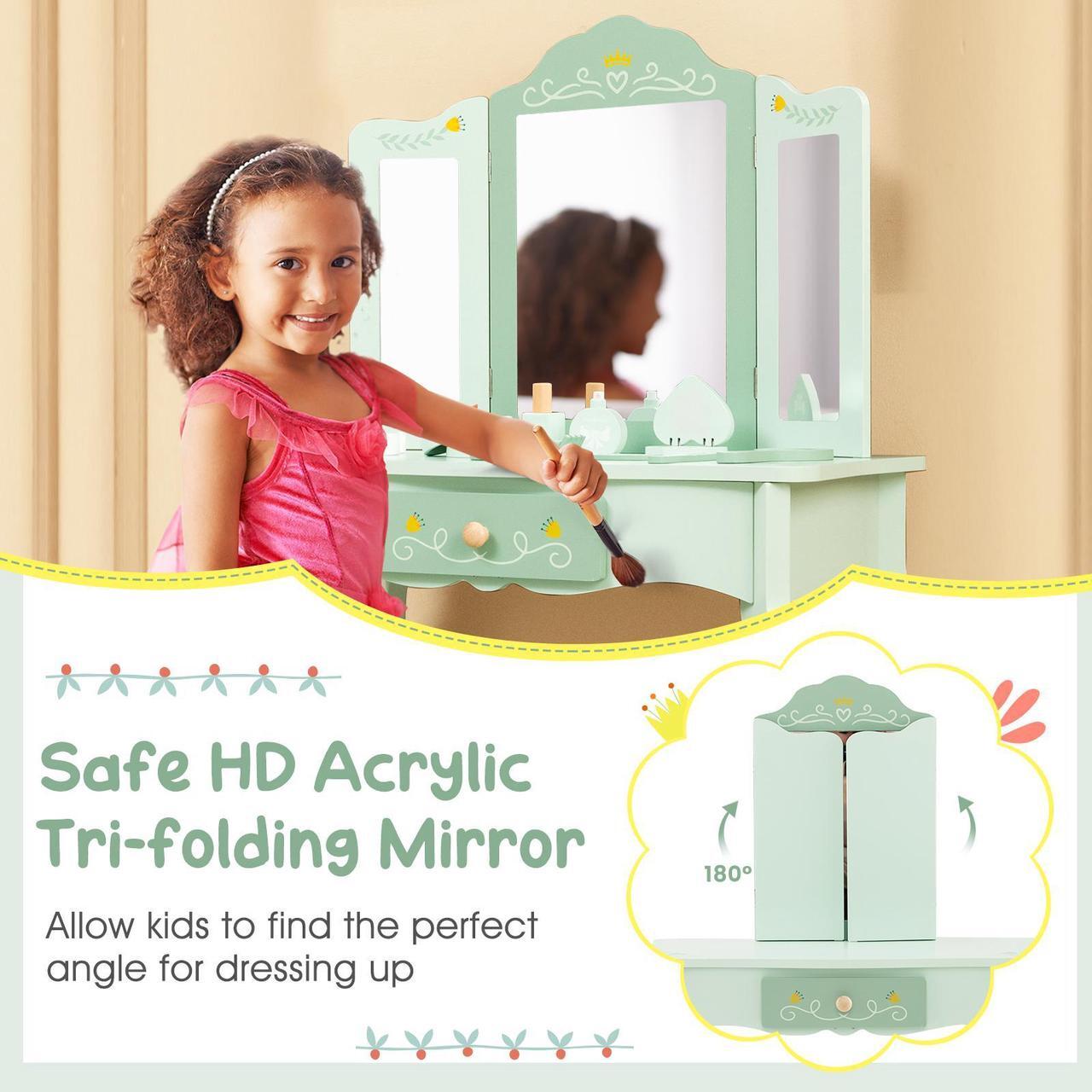 Alt view image 7 of 7 - SlickBlue Kids Vanity Set with Tri-folding Mirror