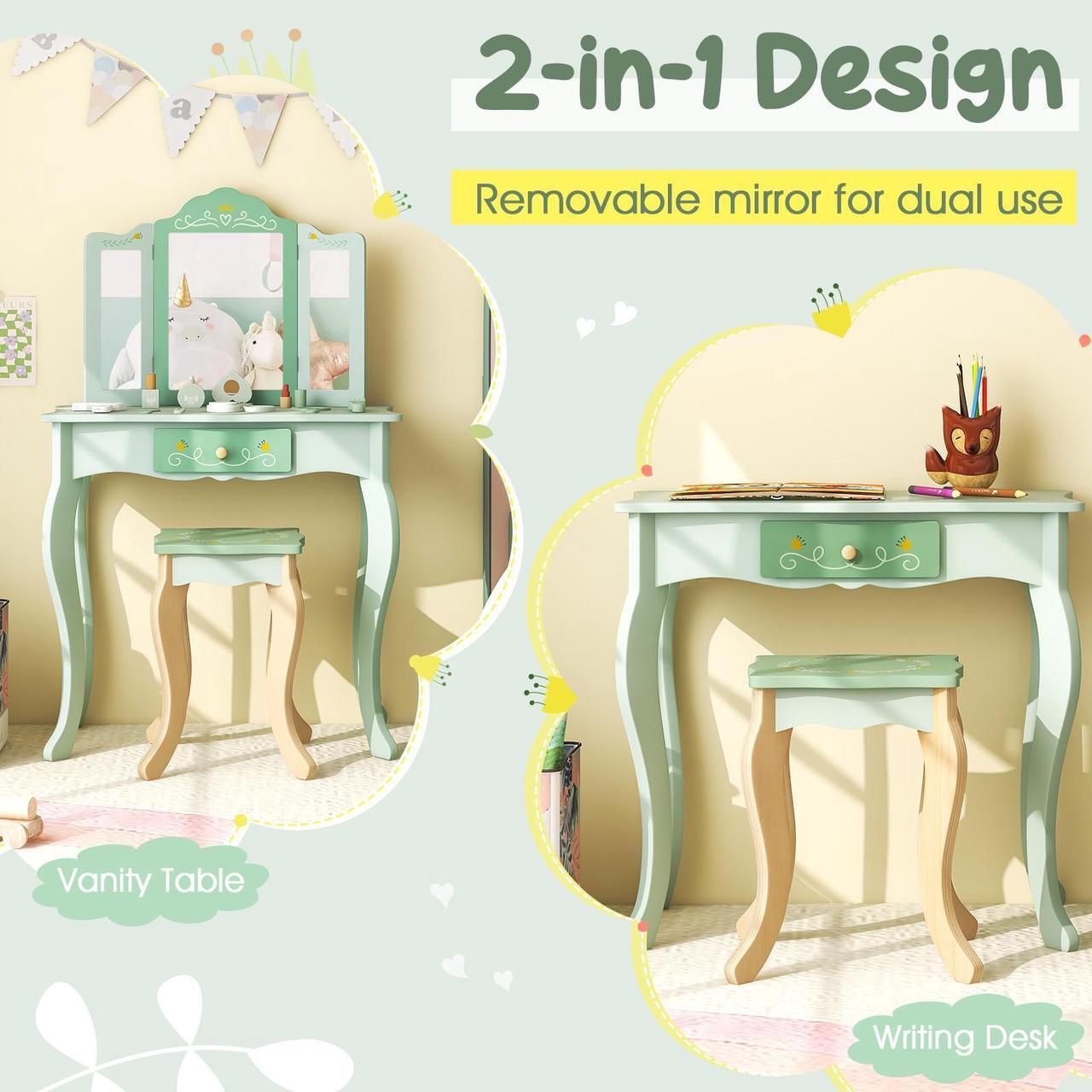 Alt view image 5 of 7 - SlickBlue Kids Vanity Set with Tri-folding Mirror