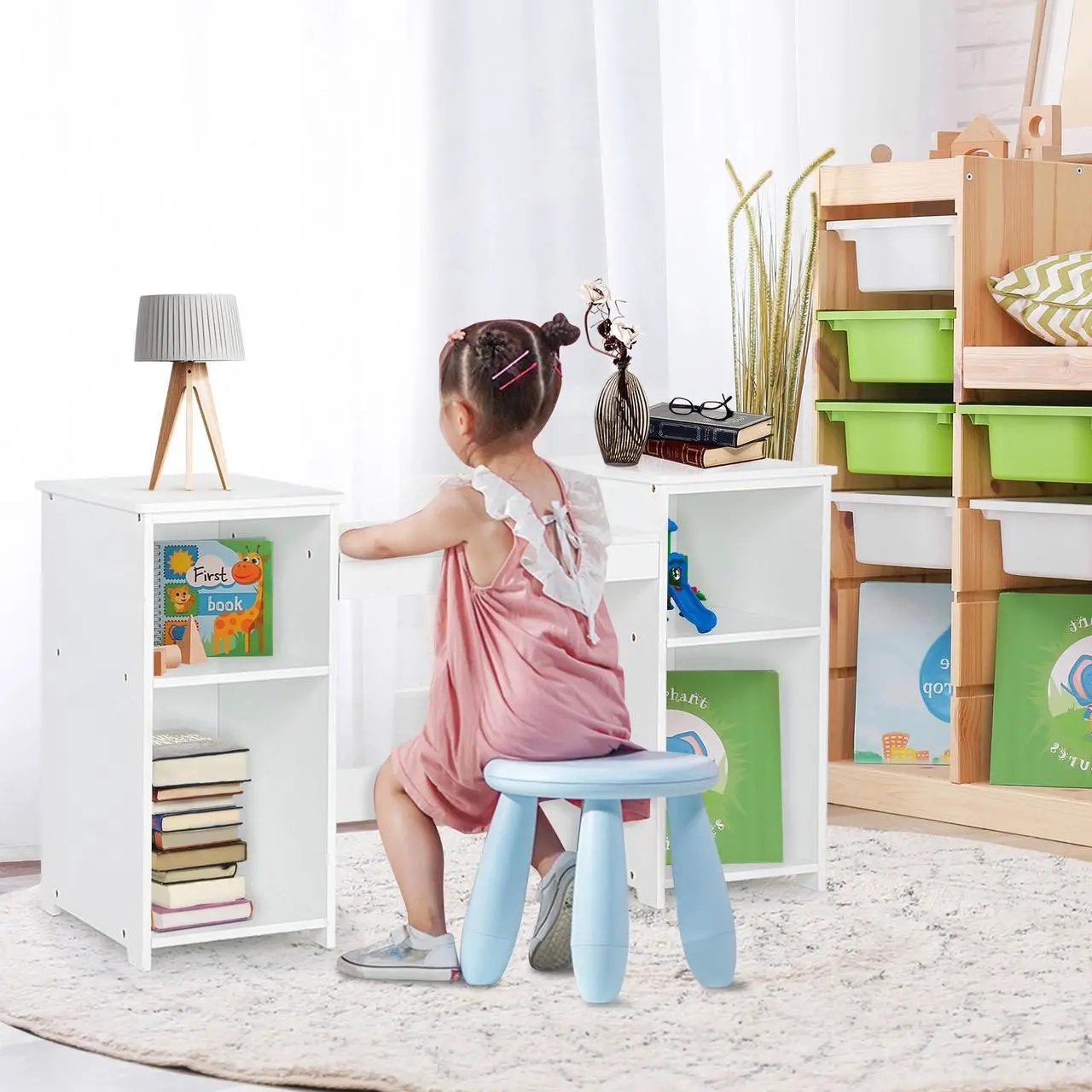 Alt view image 3 of 7 - SlickBlue Kids Tri Folding Mirror Makeup Dressing Vanity Table Set